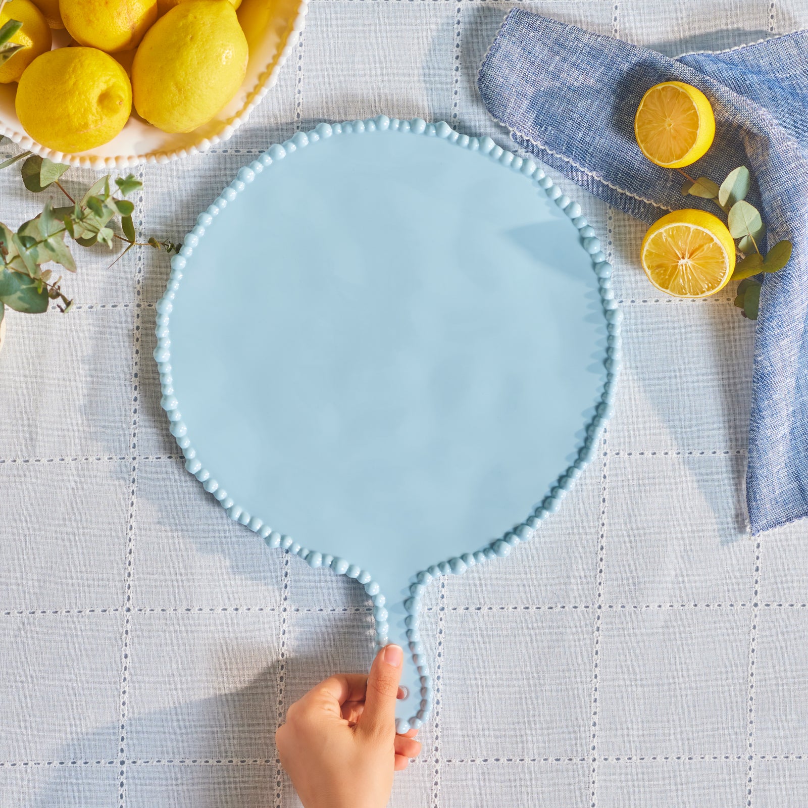Karaca Perla Melamine Oval Serving Platter, 42cm, Light Blue - Image 2