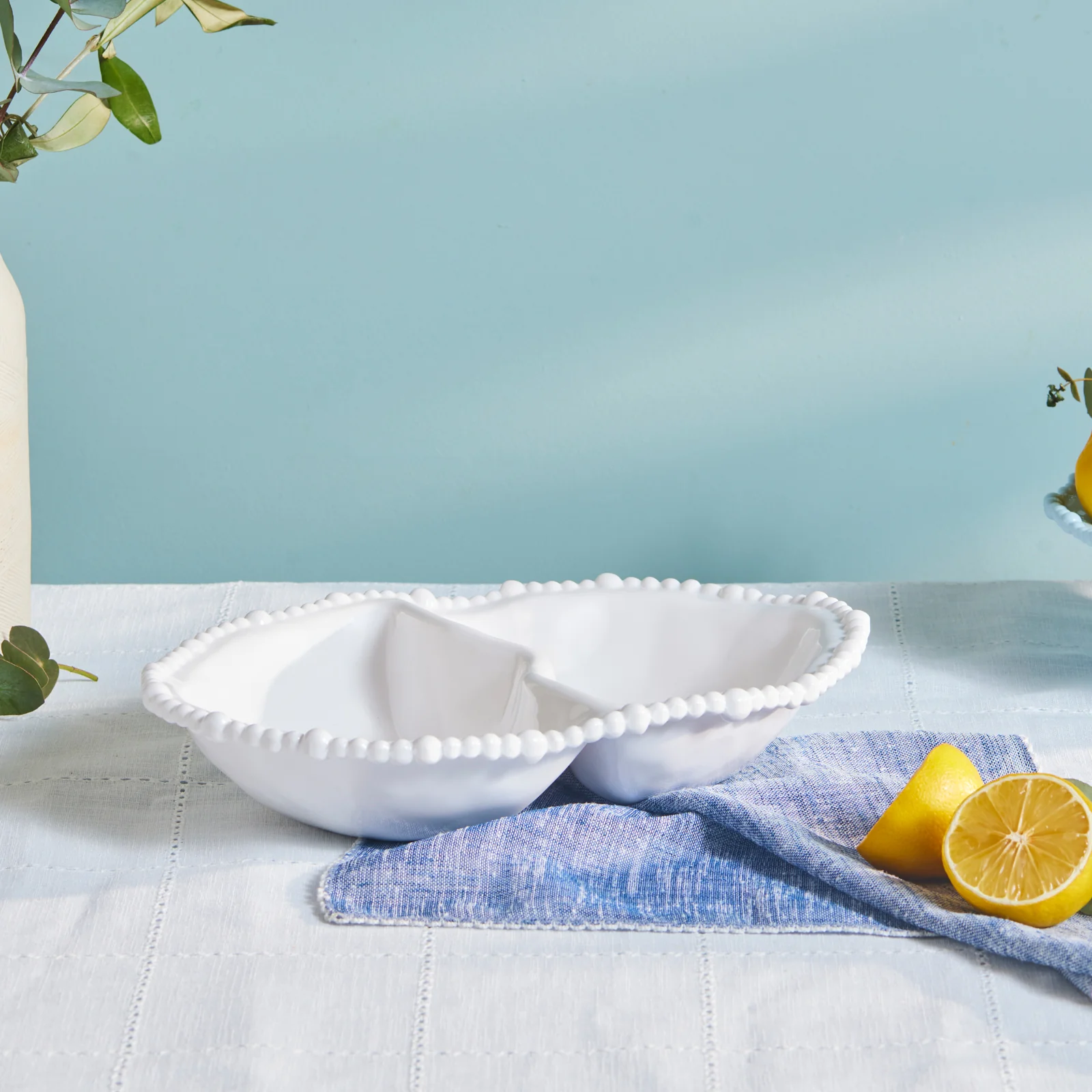 Karaca Perla Melamine Oval Snack Bowl, 33cm, White - Image 2