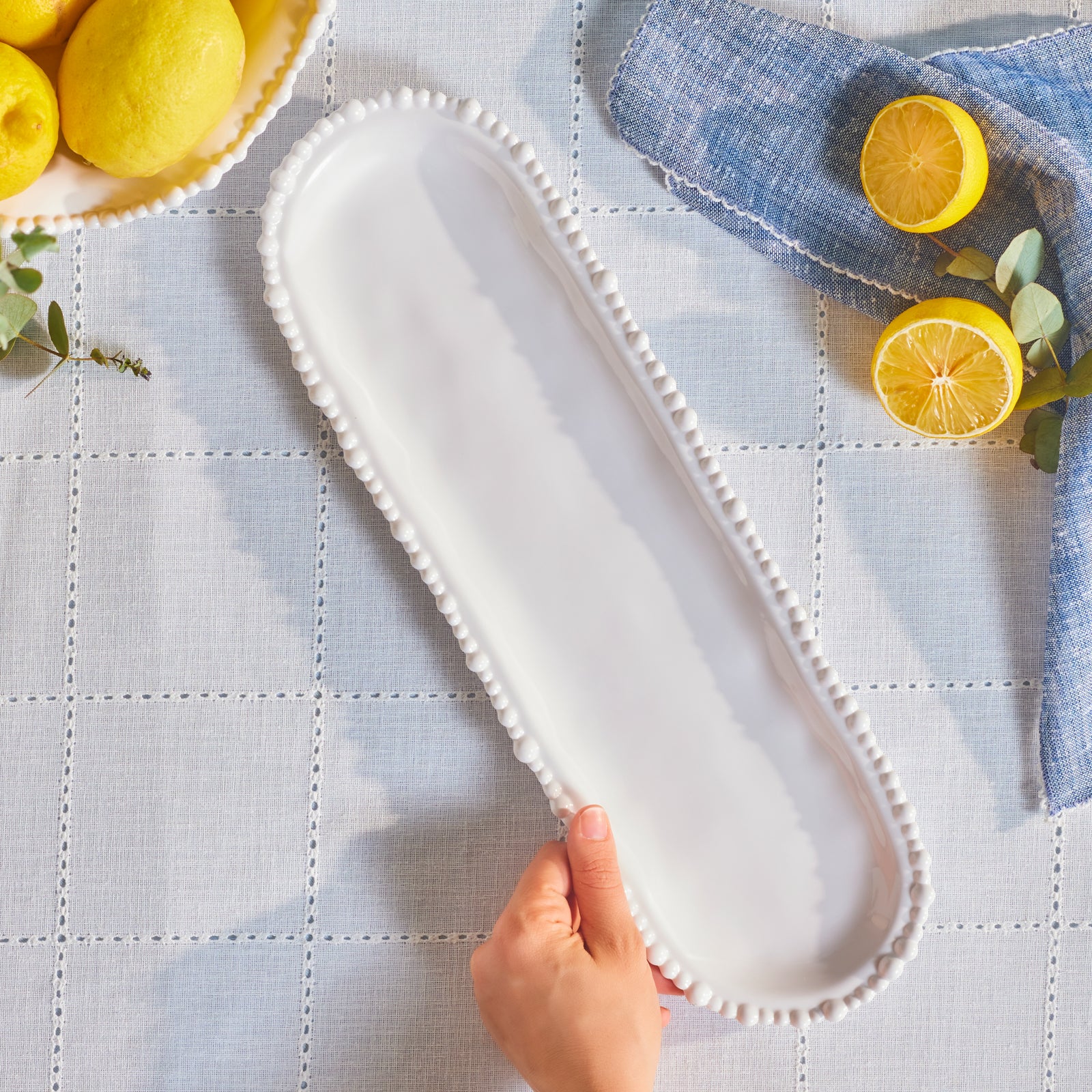 Karaca Perla Melamine Large Serving Platter, 44cm, White - Image 2