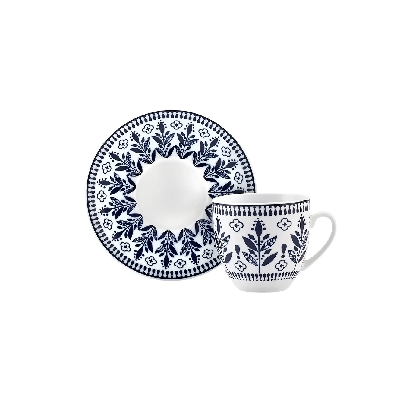 Karaca Peyker 12-Piece Bone China Espresso Turkish Coffee Cup for 6 People, 85ml, Blue - Image 7