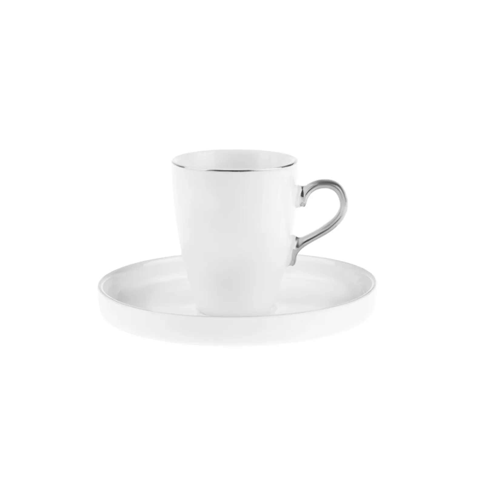 Karaca Pippo 12 Piece Porcelain Espresso Turkish Coffee Cup Set for 6 People, 75ml, White Silver - Image 4
