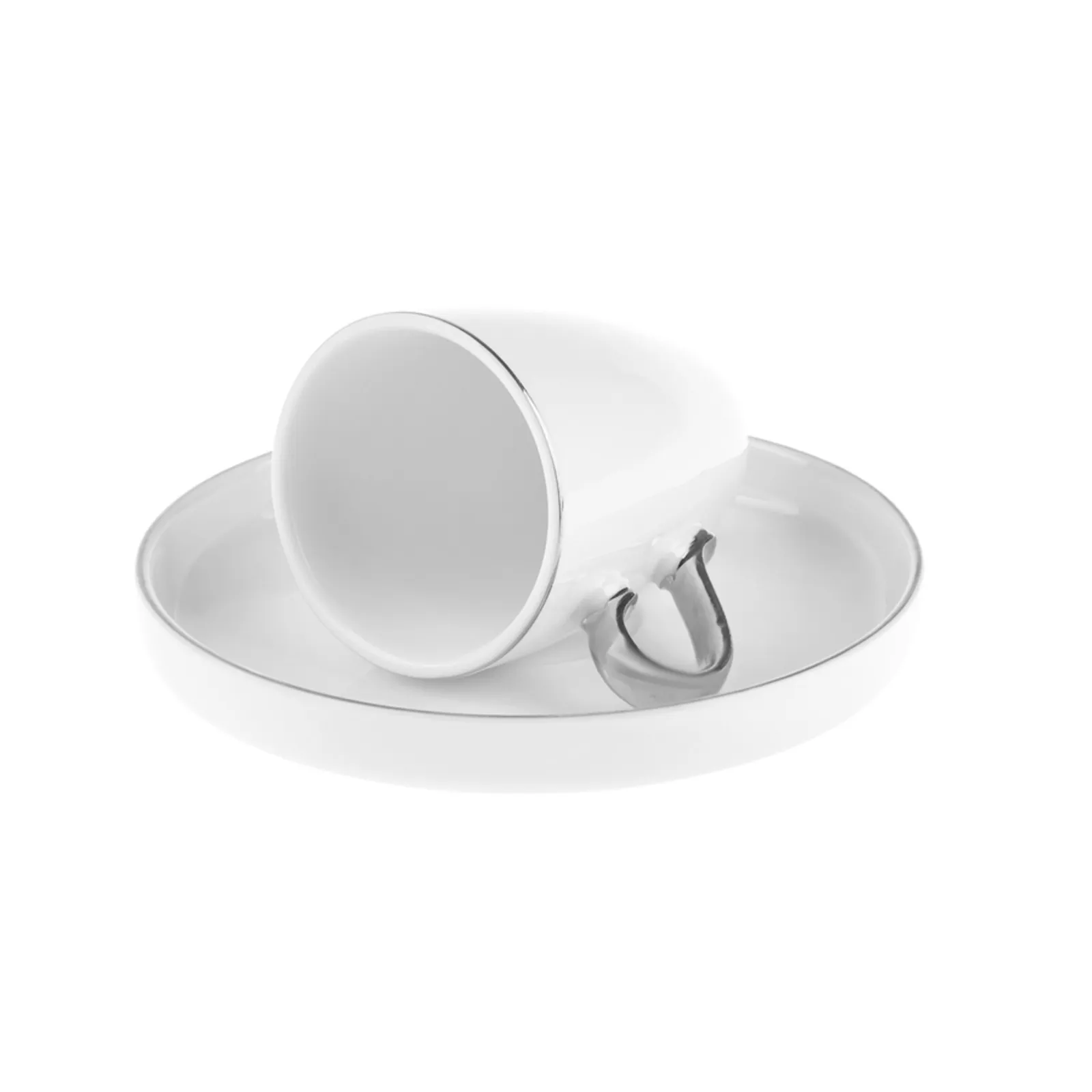 Karaca Pippo 12 Piece Porcelain Espresso Turkish Coffee Cup Set for 6 People, 75ml, White Silver - Image 5