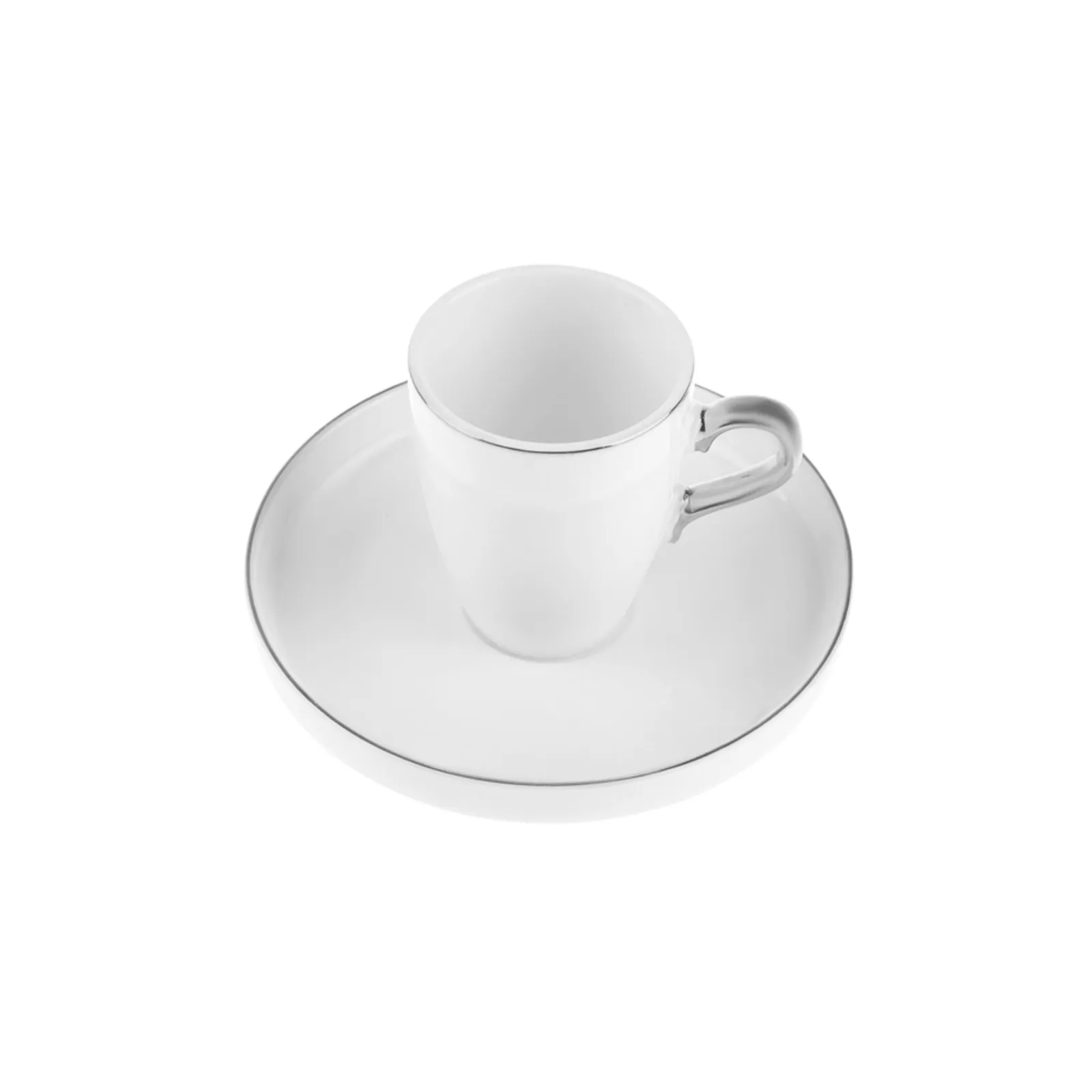 Karaca Pippo 12 Piece Porcelain Espresso Turkish Coffee Cup Set for 6 People, 75ml, White Silver - Image 6