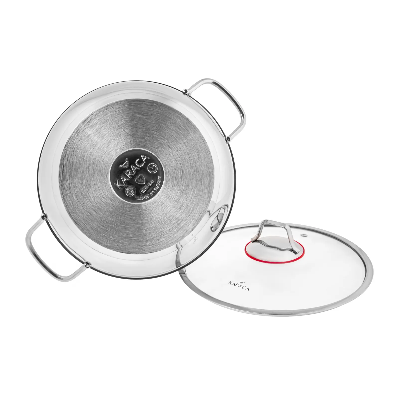 Karaca Pişir Sakla 13-Piece Non-Stick Stainless Steel Induction Cookware Set and Red Storage Container, Silver Red - Image 4