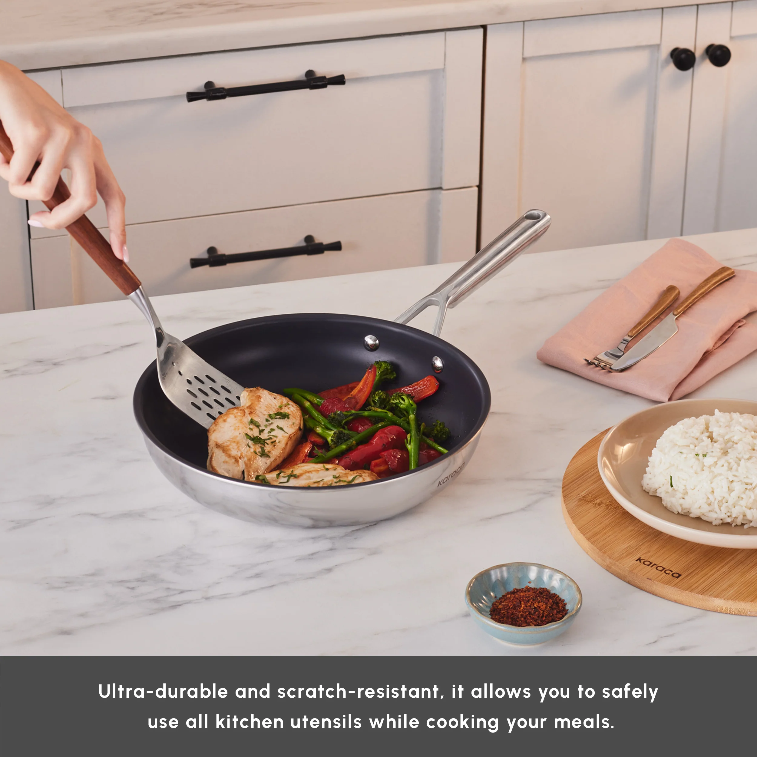 Karaca Plasma Steel 3Ply 7-Piece Non-Stick Induction Cookware Set, Silver - Image 5