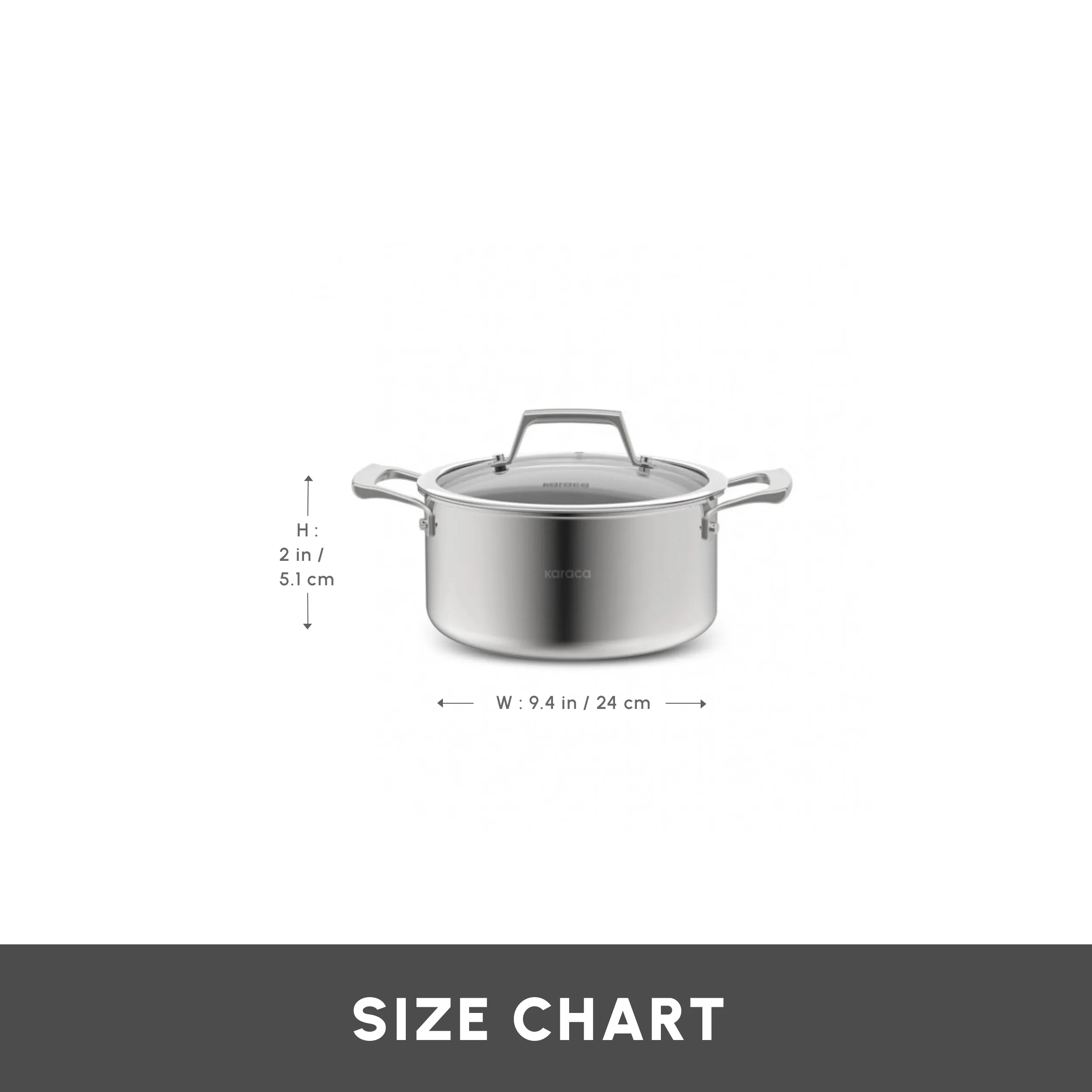 Karaca Plasma Steel 3Ply Non-Stick Induction Casserole, 24cm, Silver - Image 2