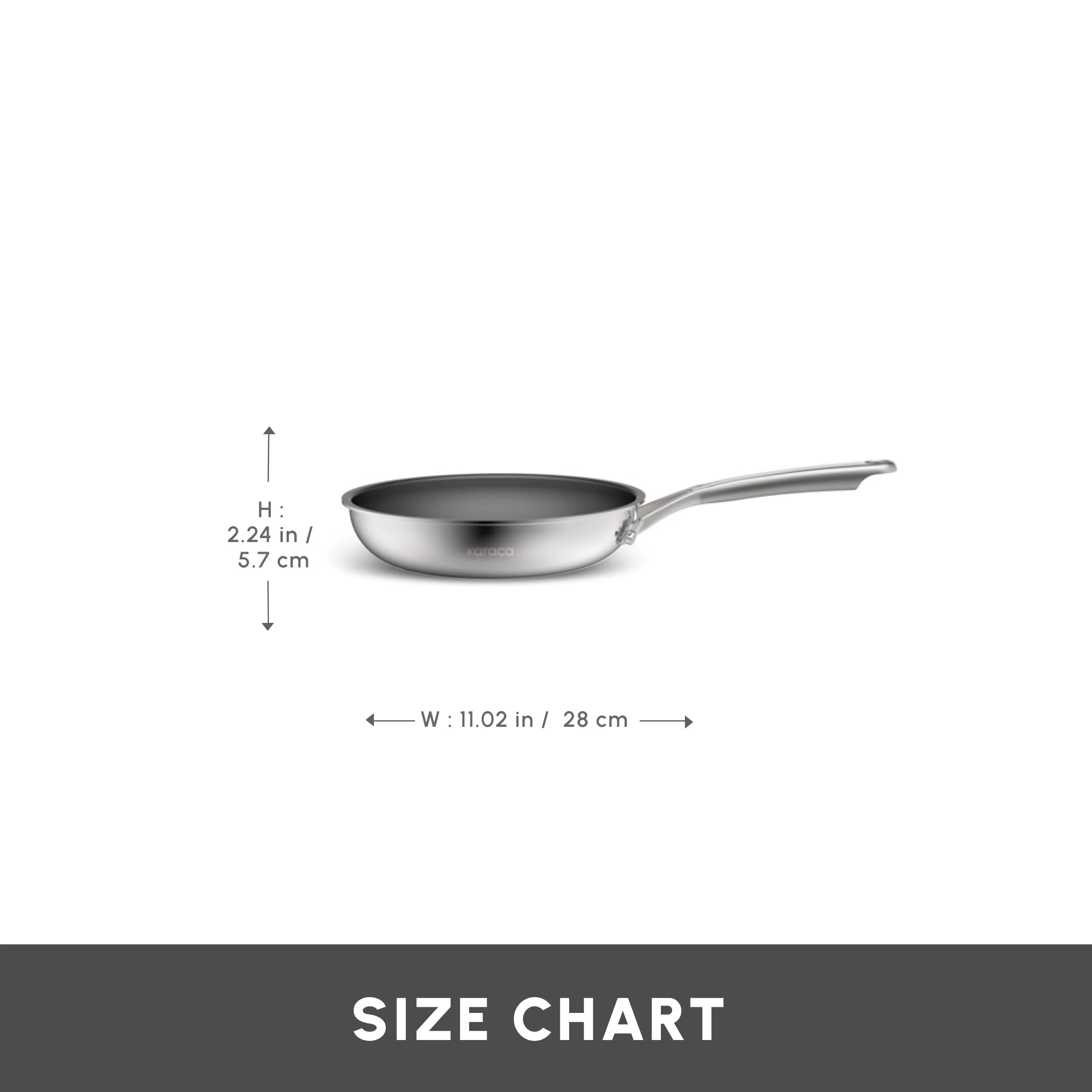 Karaca Plasma Steel 3Ply Non-Stick Induction Frying Pan, 28cm, Silver - Image 2