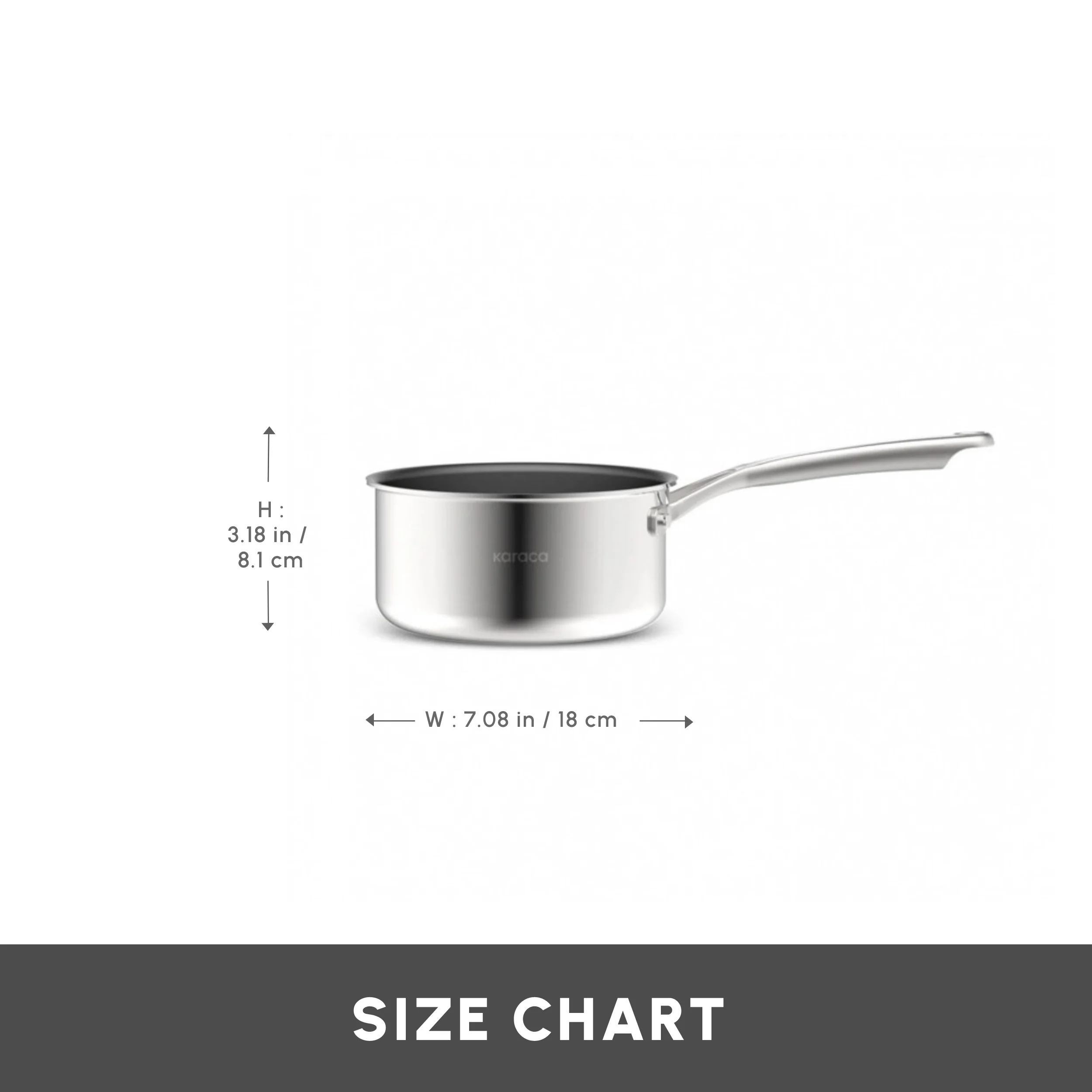 Karaca Plasma Steel 3Ply Non-Stick Sauce Pan, 18cm, Silver - Image 2