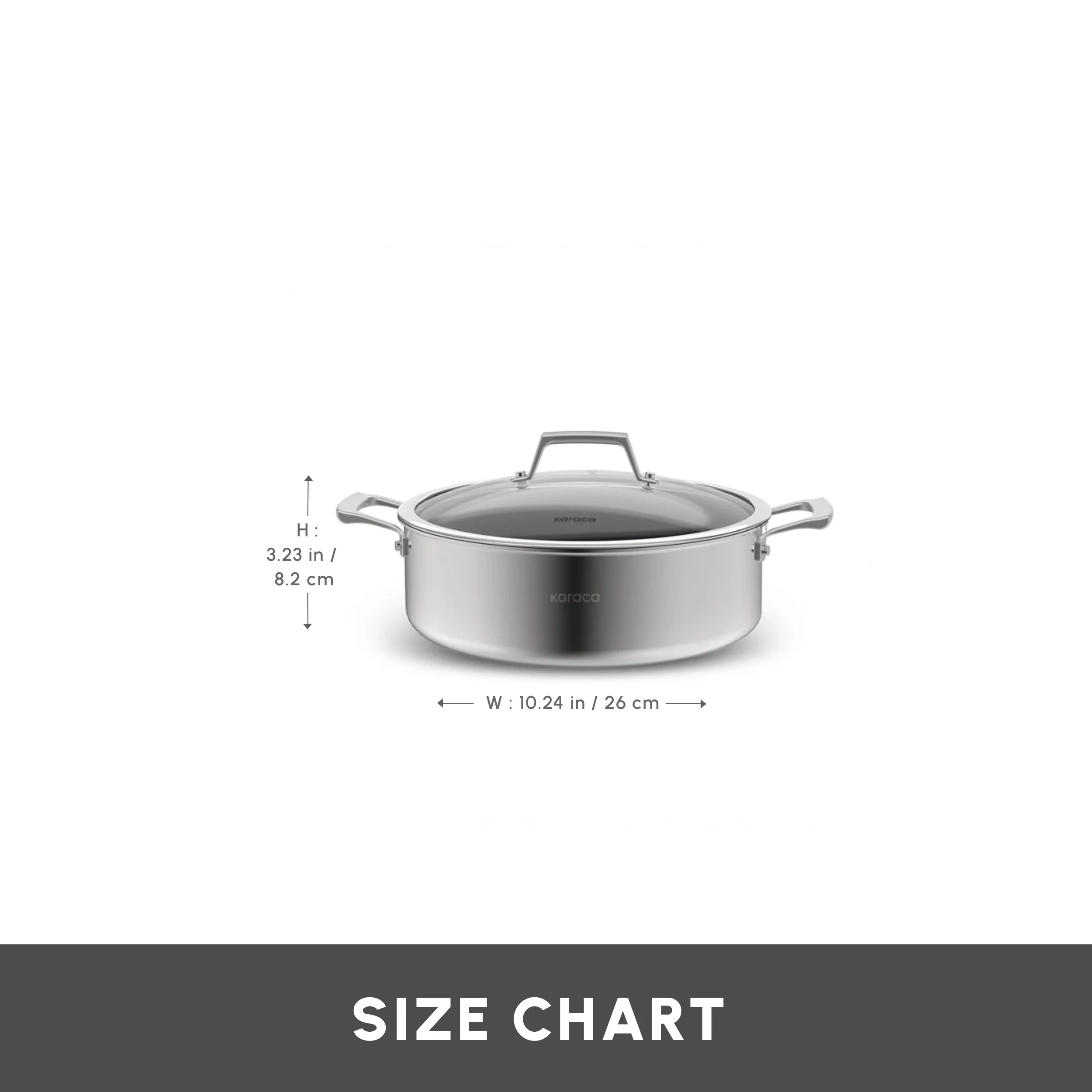 Karaca Plasma Steel 3Ply Non-Stick Induction Shallow Casserole, 26cm, Silver - Image 2