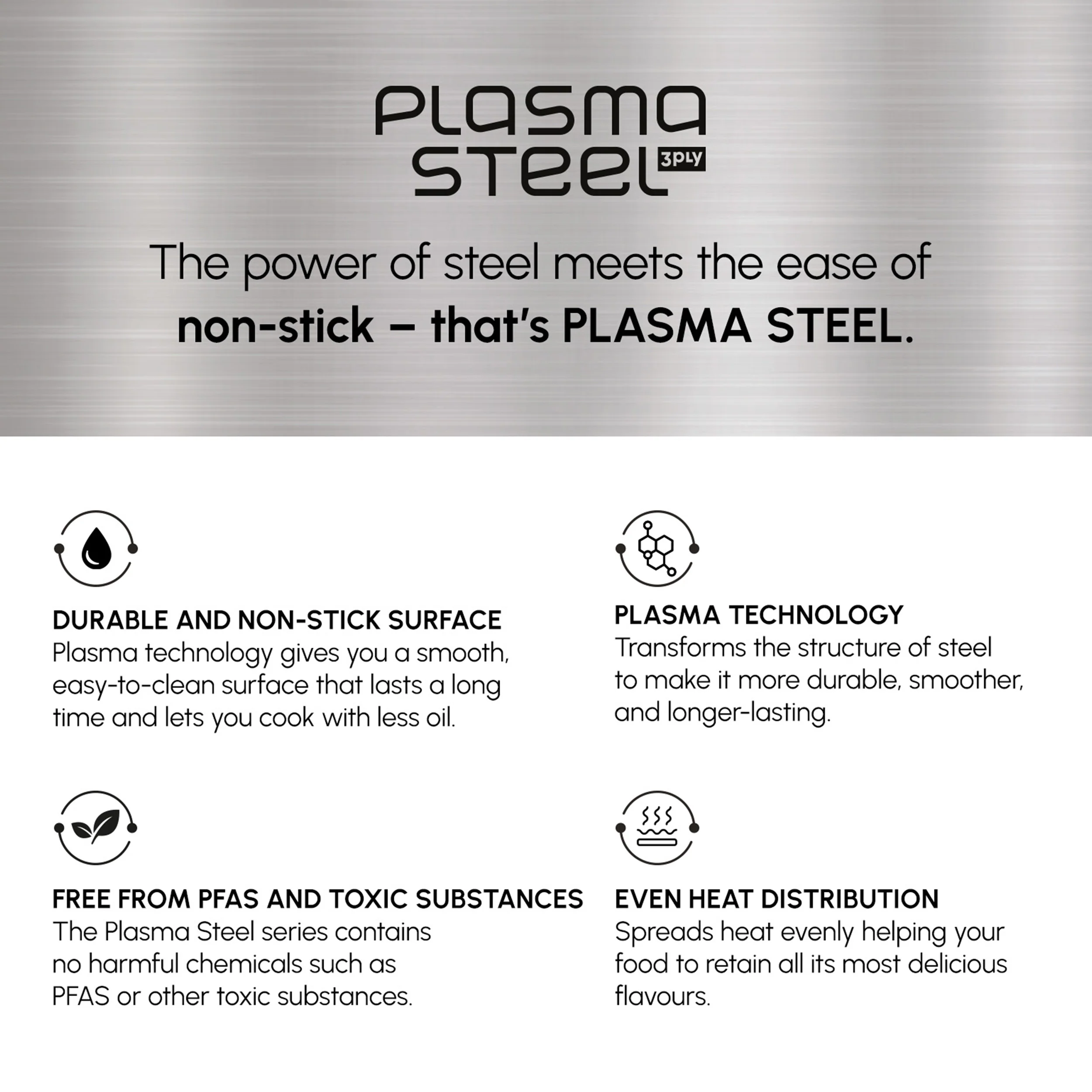 Karaca Plasma Steel 3Ply Non-Stick Induction Shallow Casserole, 26cm, Silver - Image 5