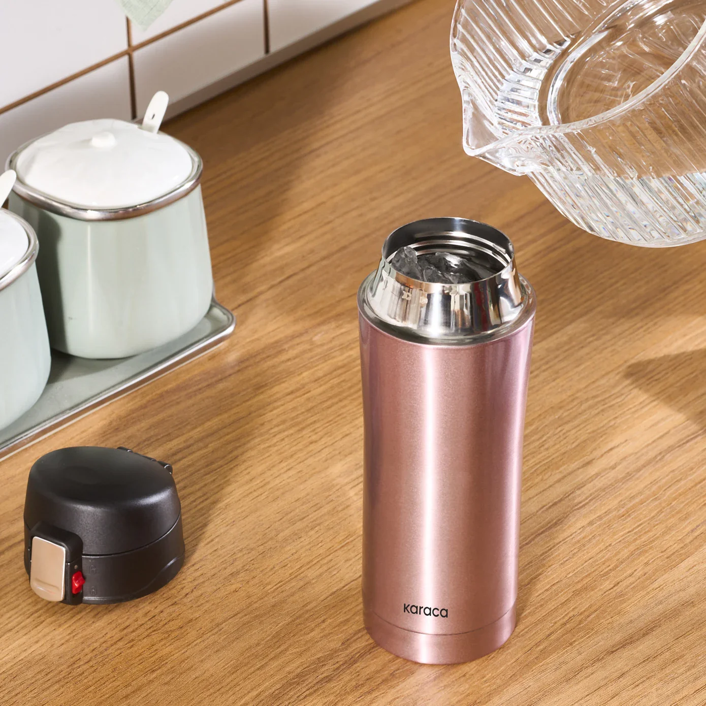 Karaca Pluton Stainless Steel Leak-Proof Flask, 450ml, Rose Gold - Image 7