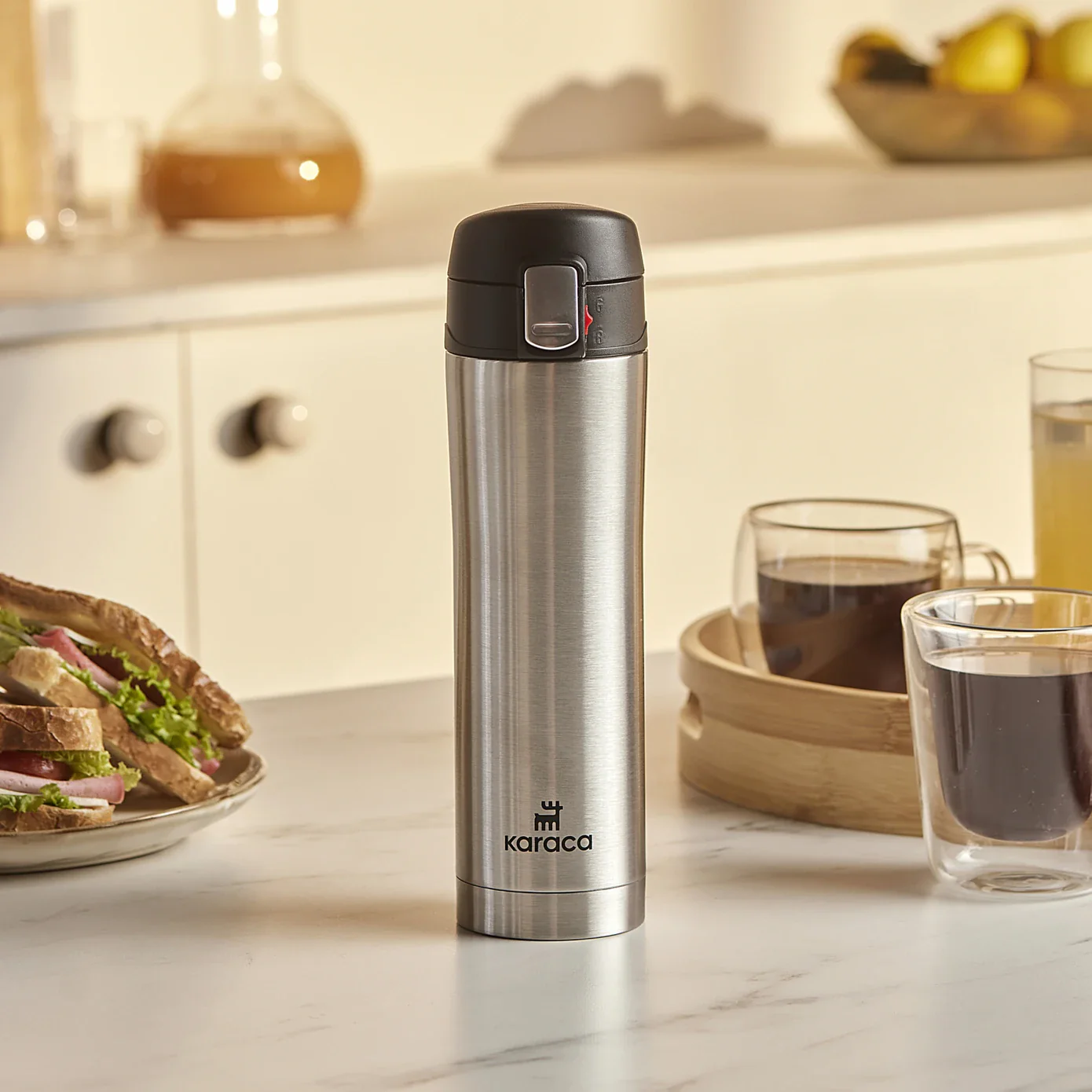 Karaca Pluton Stainless Steel Leak-Proof Flask, 450ml, Inox