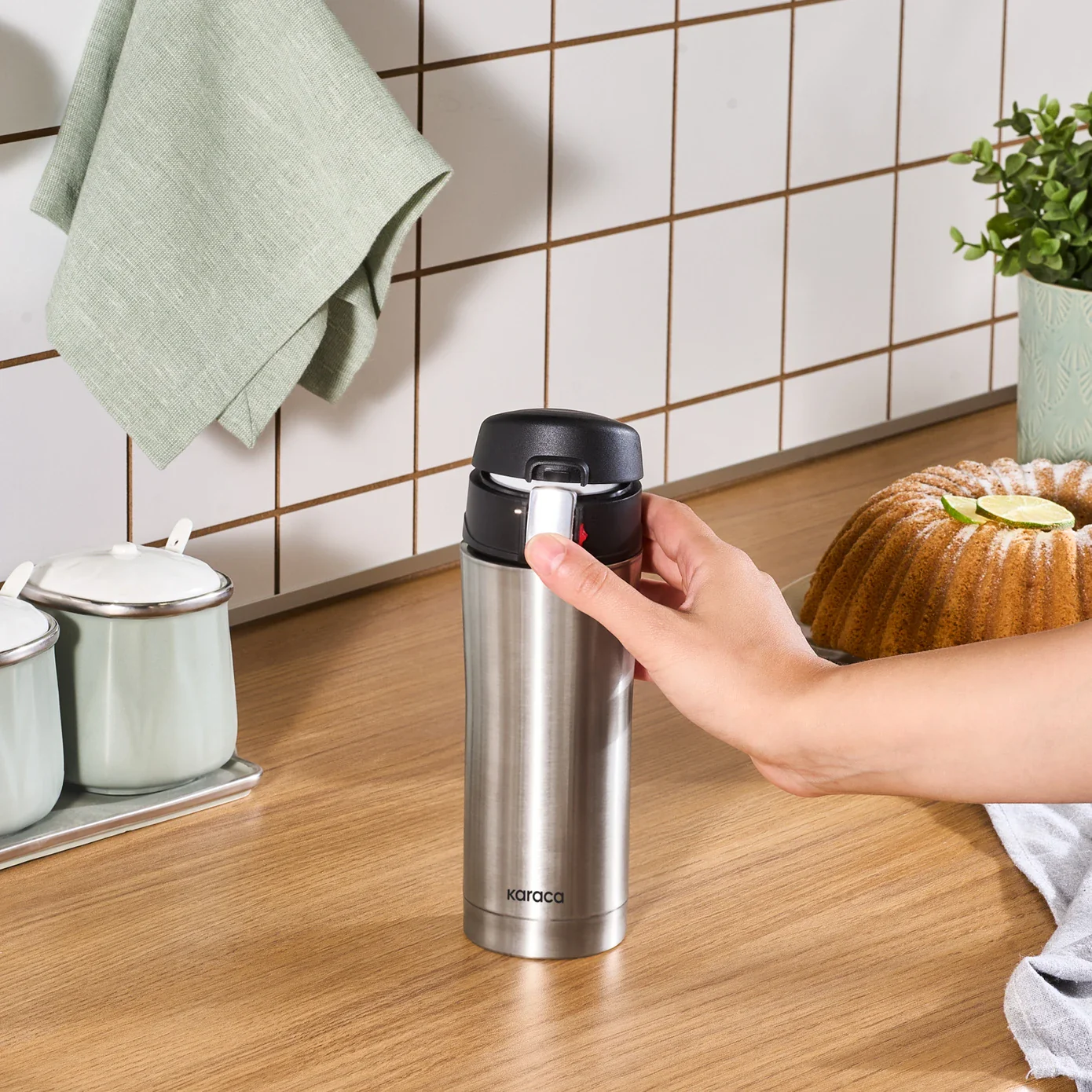 Karaca Pluton Stainless Steel Leak-Proof Flask, 450ml, Inox - Image 4