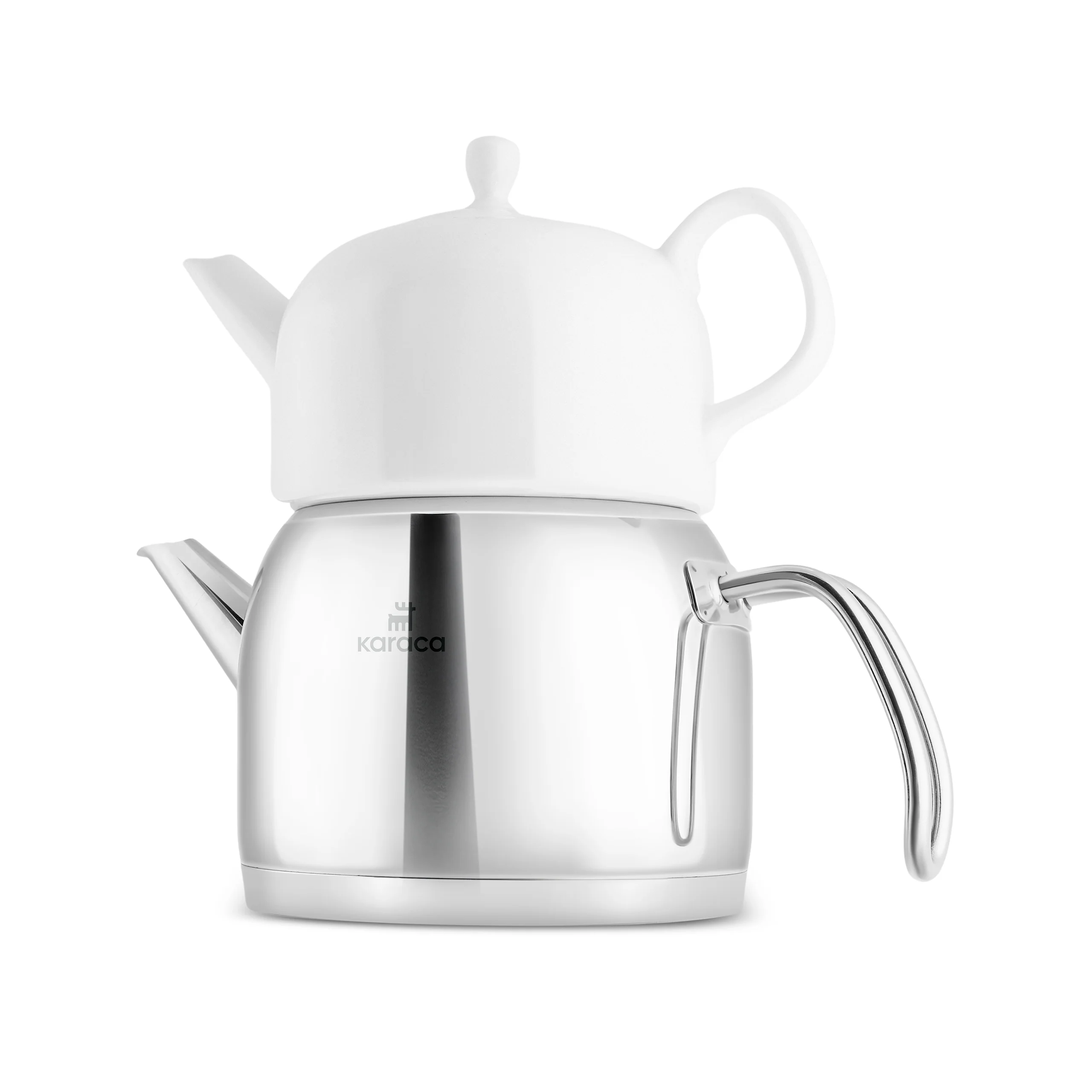 Karaca Pocelinox Porcelain & Stainless Steel Teapot Set, XL, Silver - Image 7