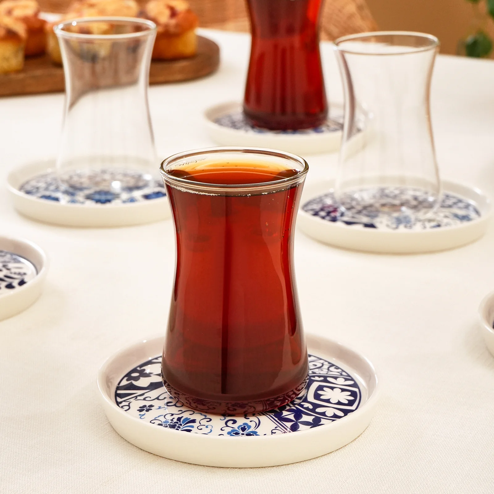 Karaca Portela 12-Piece Bone China Turkish Tea Set for 6 People, 170ml, Multi - Image 5