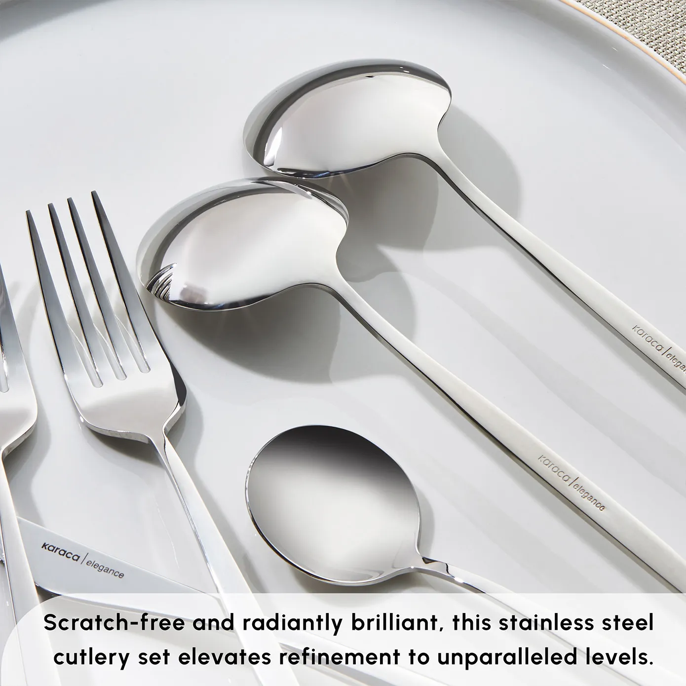 Karaca New Porto 60-Piece Stainless Steel Cutlery Set for 12 People, Platinum - Image 7