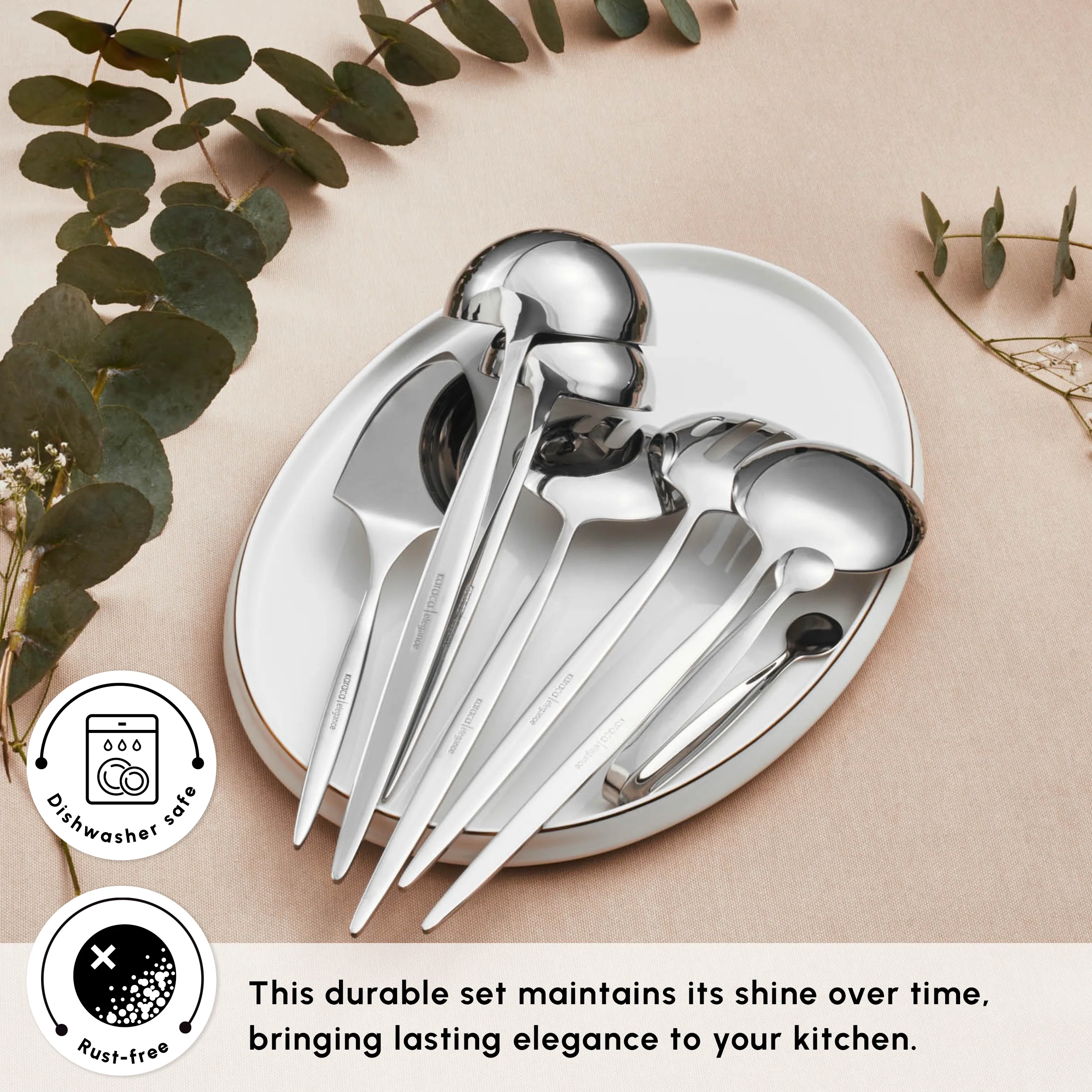 Karaca Porto 7-Piece Stainless Steel Serving Set, Platin - Image 6