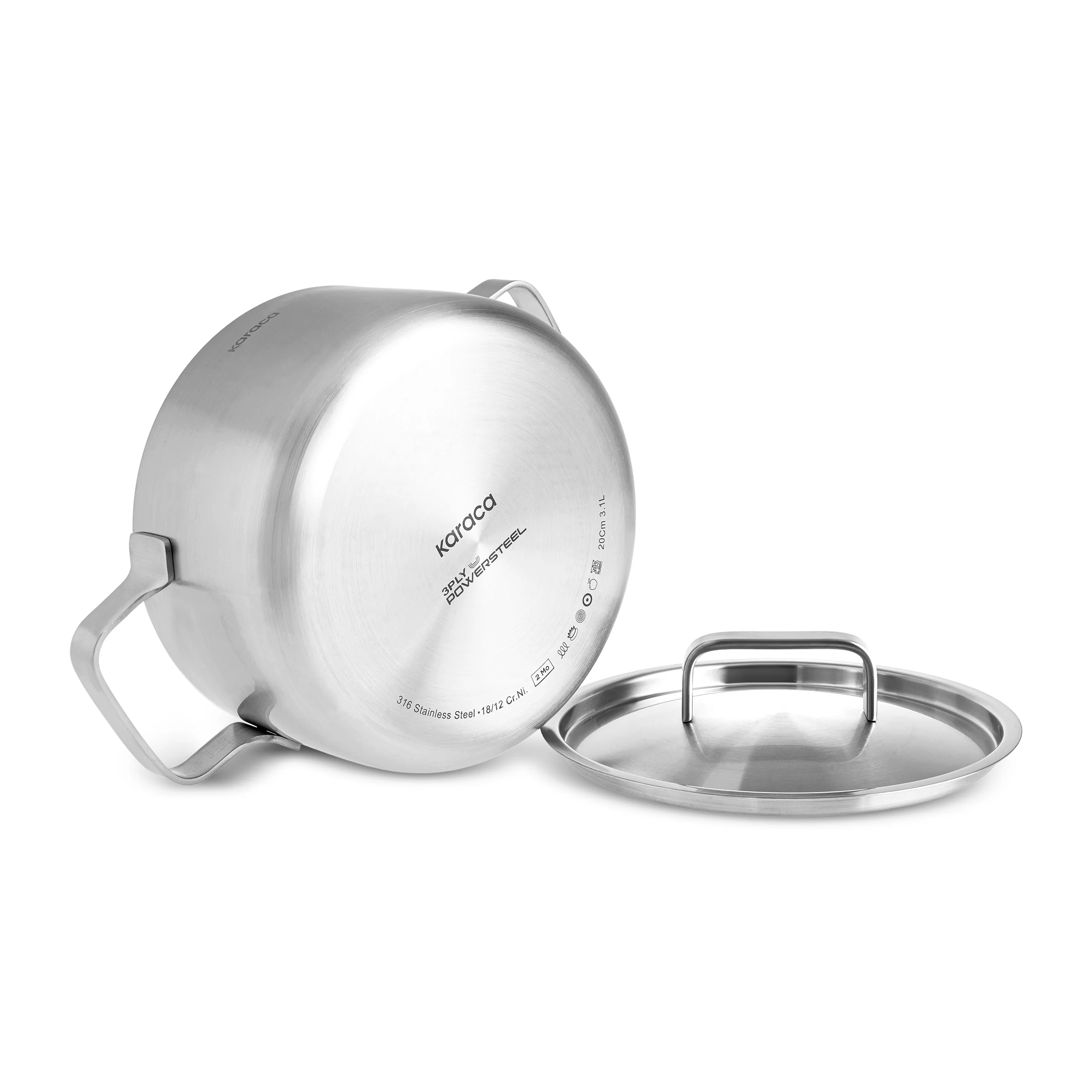Karaca Powersteel 316+ 3Ply Onyx Stainless Steel Induction Cookware Set, Silver - Image 17