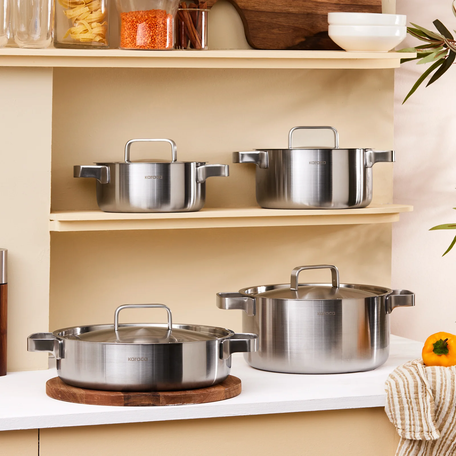 Karaca Powersteel 316+ 3Ply Onyx Stainless Steel Induction Cookware Set, Silver - Image 3