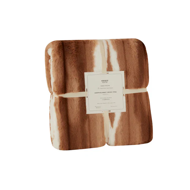 Karaca Rabbit Sherpa Blanket, 150x200cm, Single, Brown - Image 2
