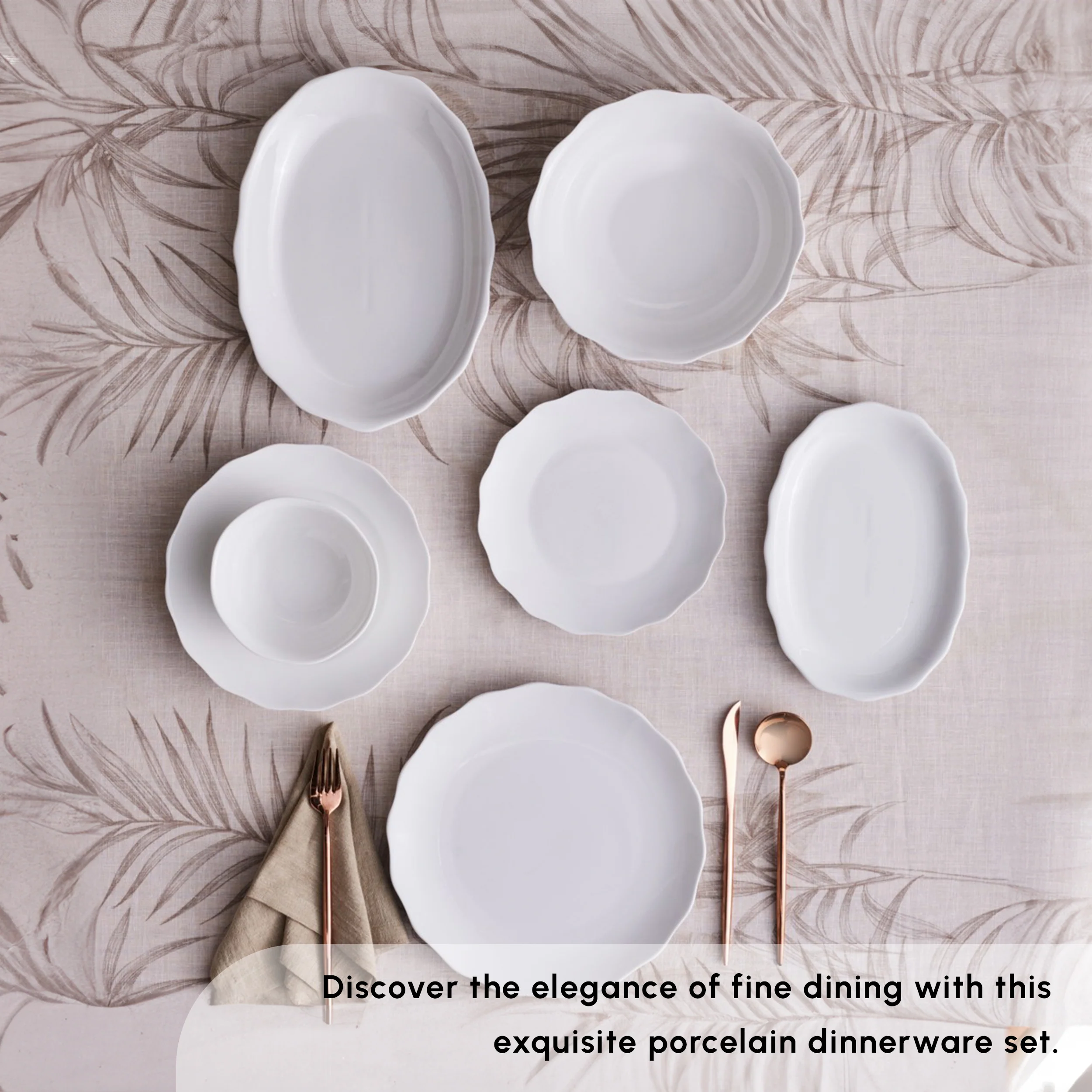 Karaca Rafaela 53-Piece Porcelain Dinner Set for 12 People, White - Image 4