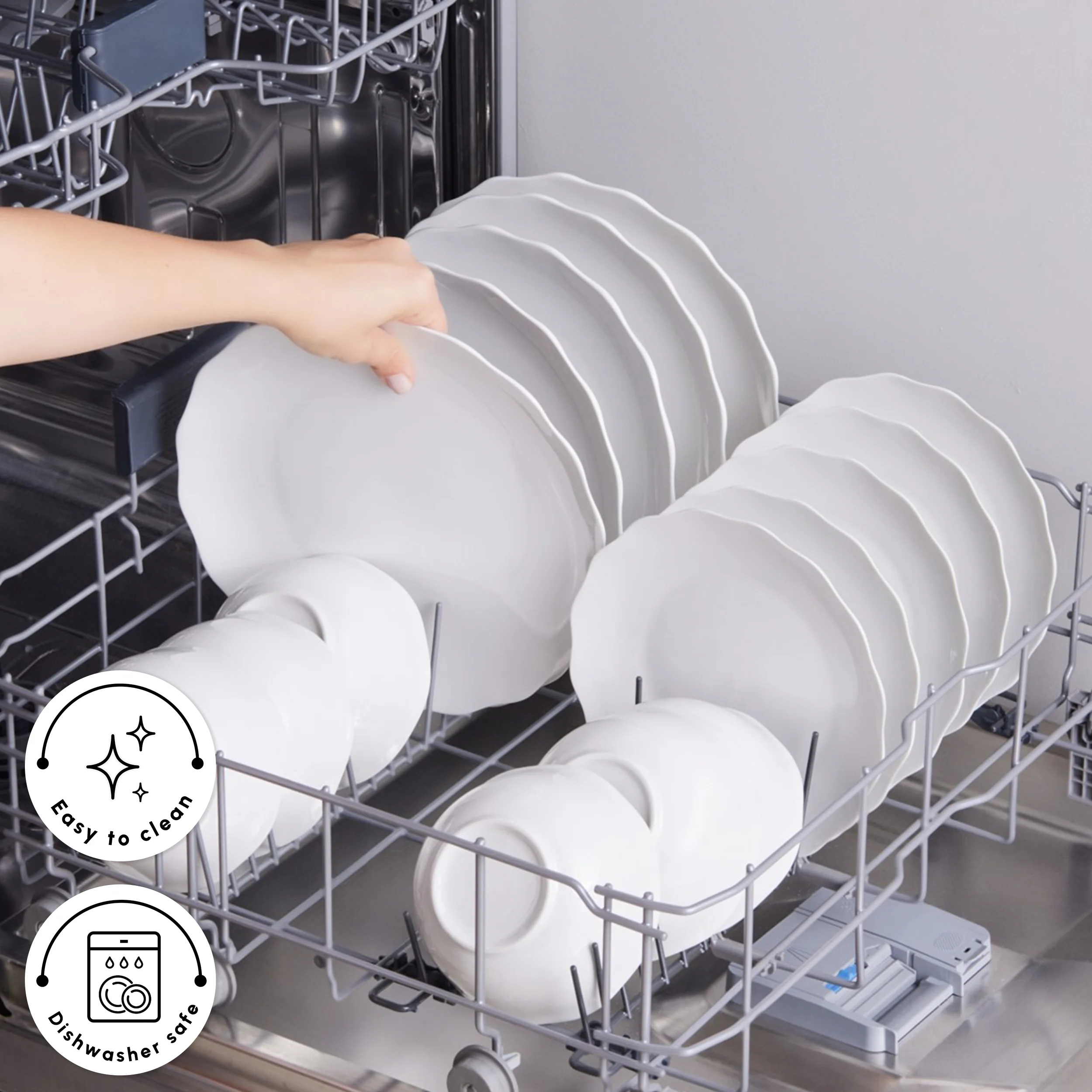 Karaca Rafaela 53-Piece Porcelain Dinner Set for 12 People, White - Image 8