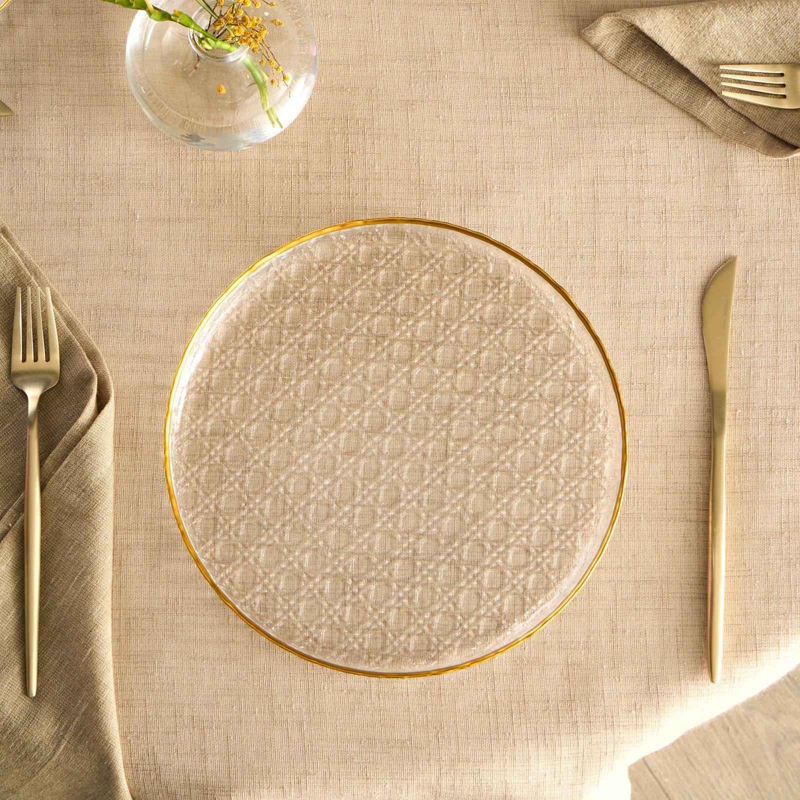 Karaca Rattan 7-Piece Serveware Set for 6 People, Gold - Image 5