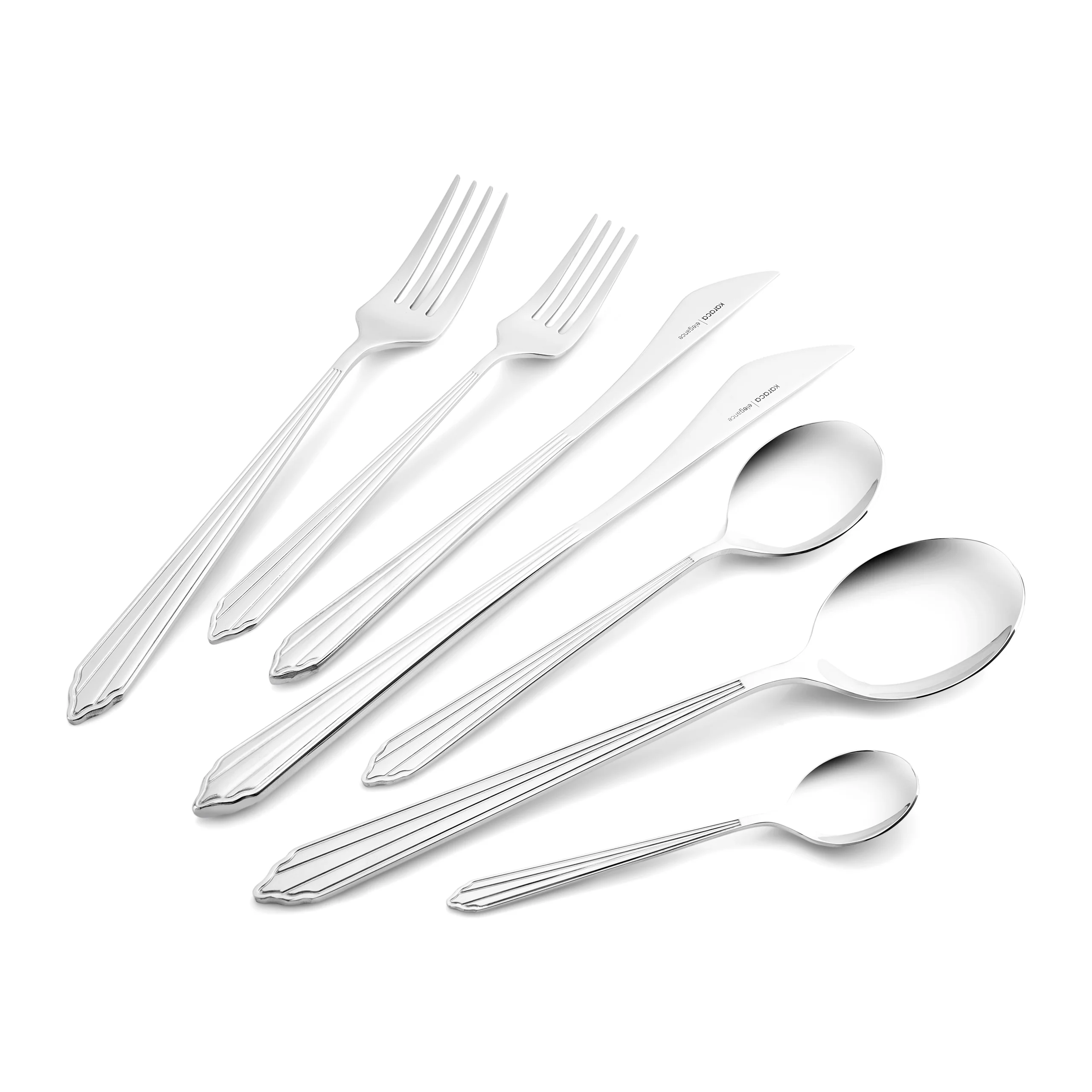 Karaca Rebellion 84-Piece Stainless Steel Cutlery Set for 12 People, Silver - Image 5
