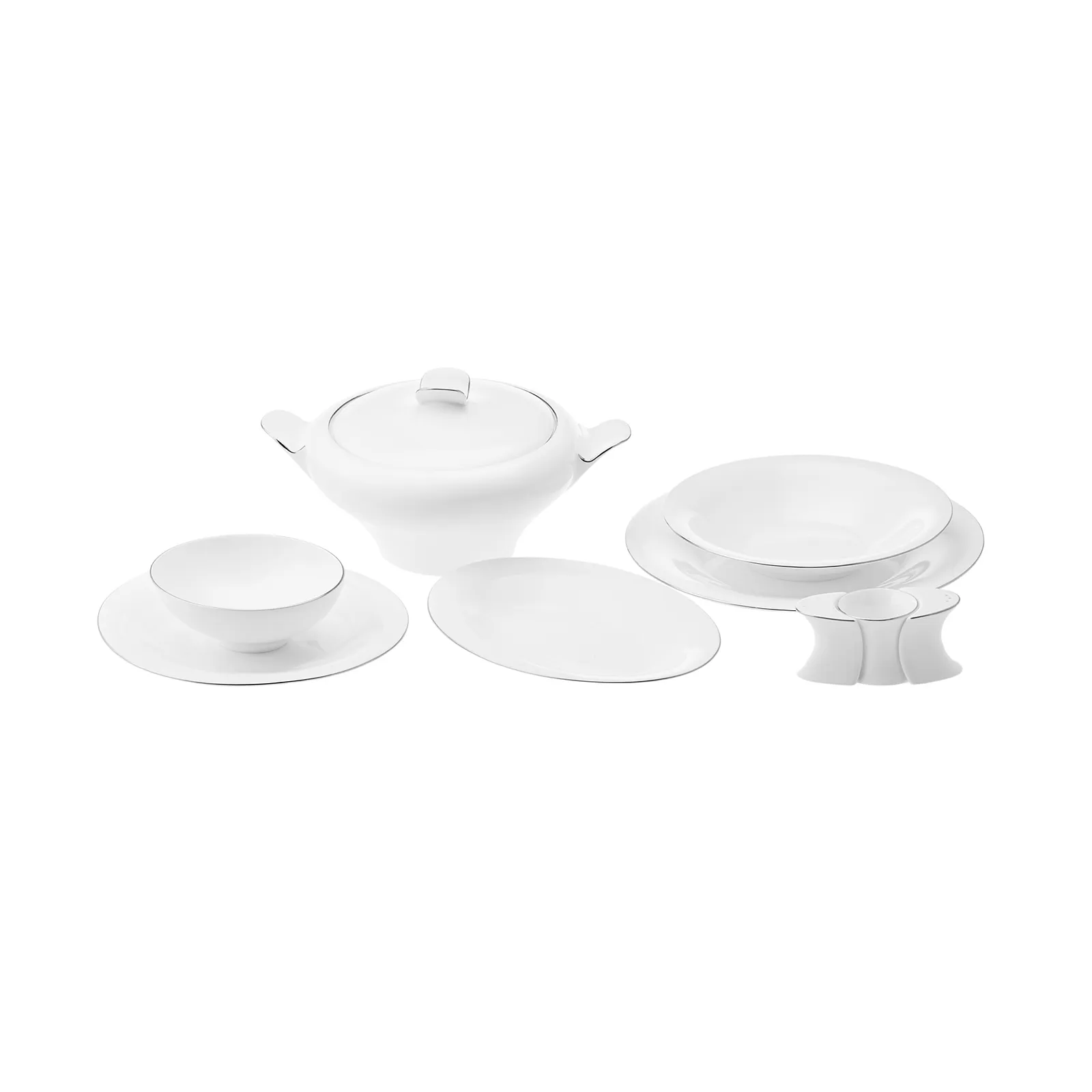Karaca Red Carpet Collection Fine Pearl Extra Argento 55-Piece Dinner Set for 12 People, Silver White - Image 3