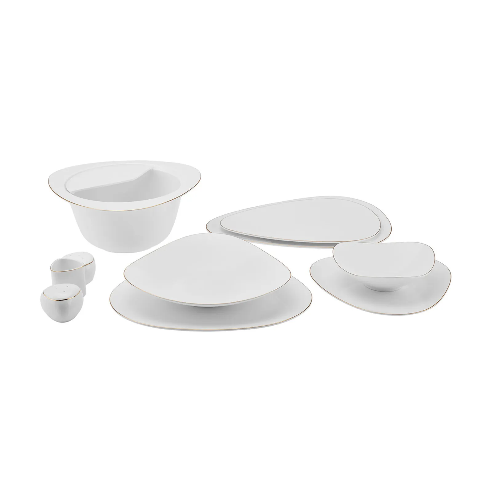 Karaca Red Carpet Collection Fine Pearl Extra Tristan 62-Piece Dinner Set for 12 People, White Gold - Image 10