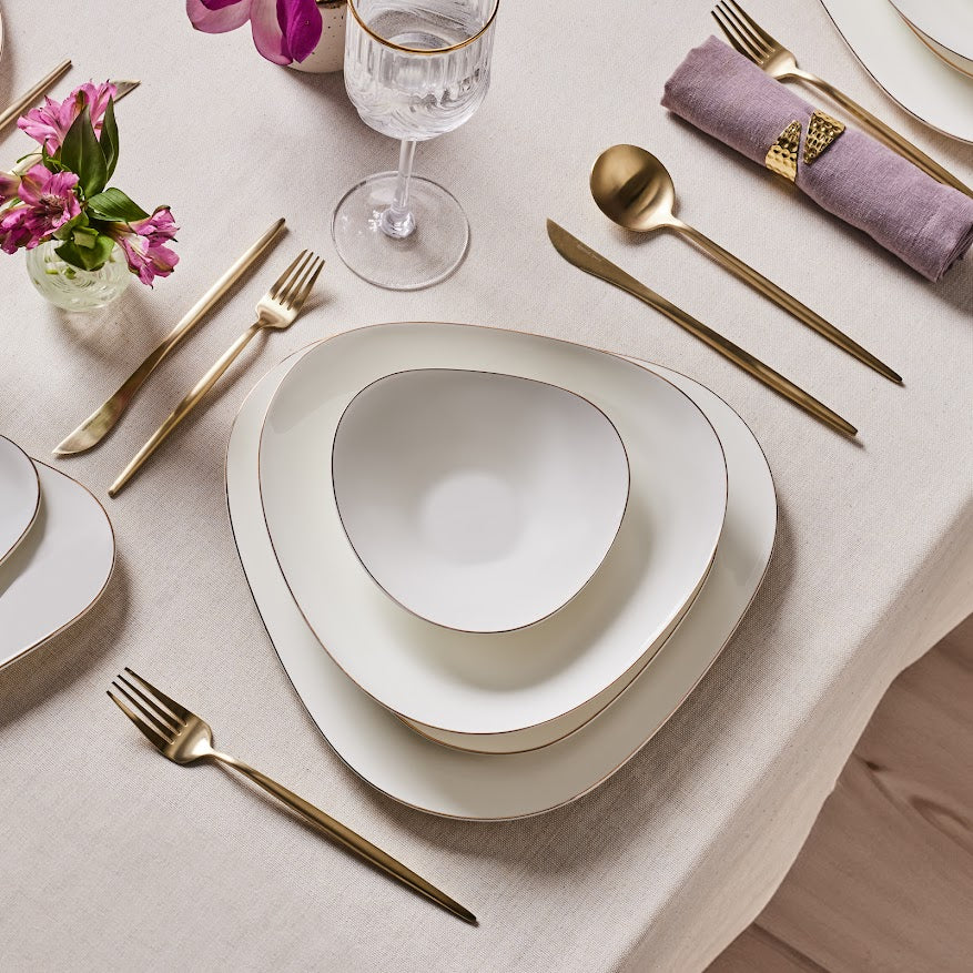 Karaca Red Carpet Collection Fine Pearl Extra Tristan 62-Piece Dinner Set for 12 People, White Gold - Image 6
