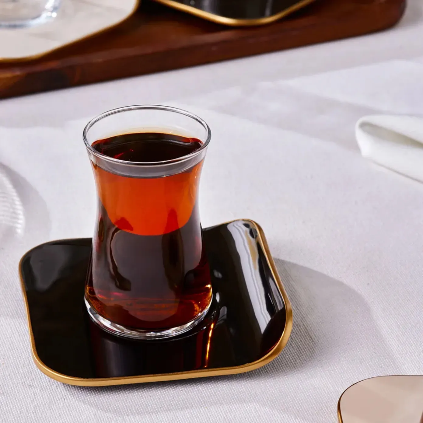 Karaca Retro 12-Piece Turkish Tea Set for 6 People, 165ml, Black - Image 3