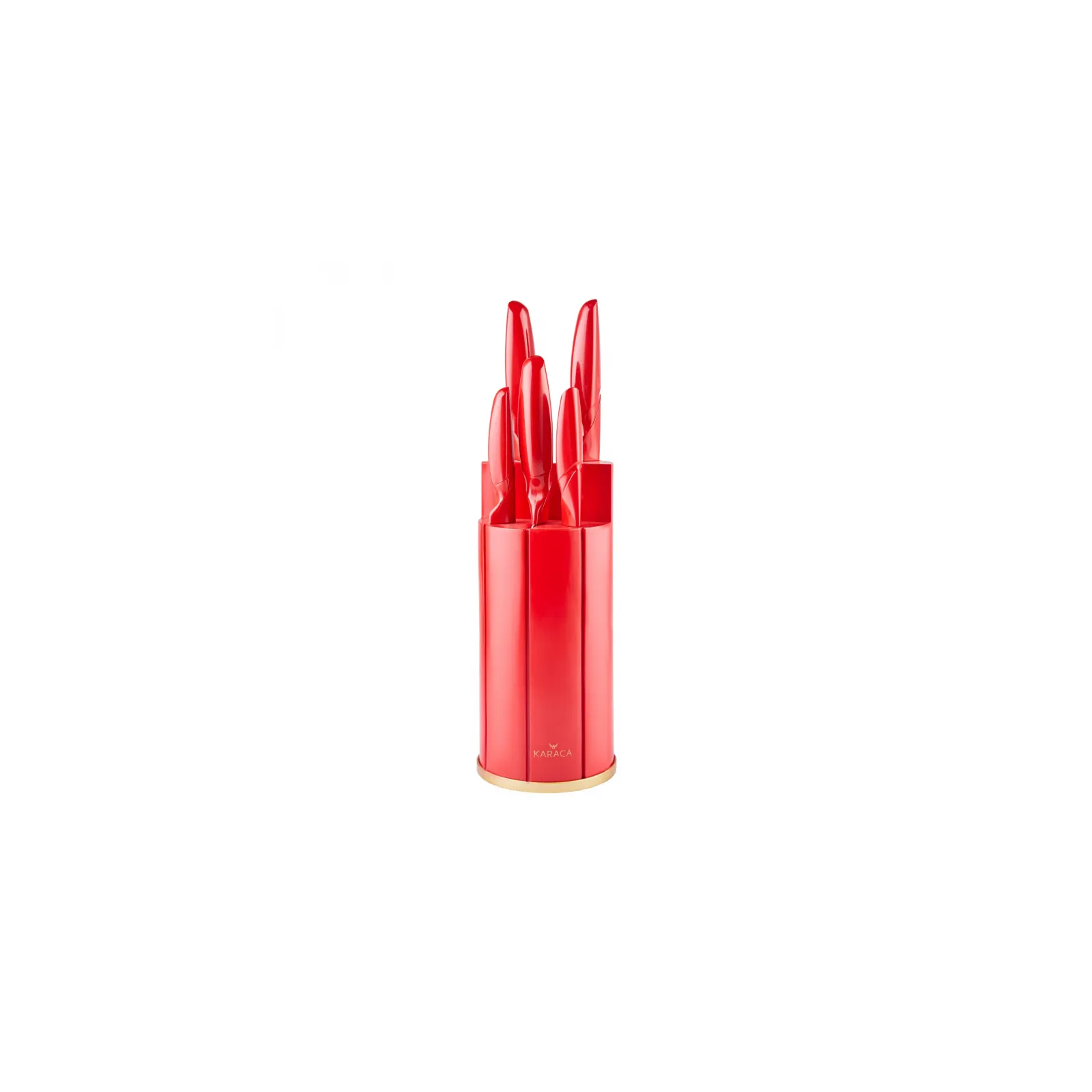 Karaca Retro 5 Piece Knife Block Set, Red - Image 2