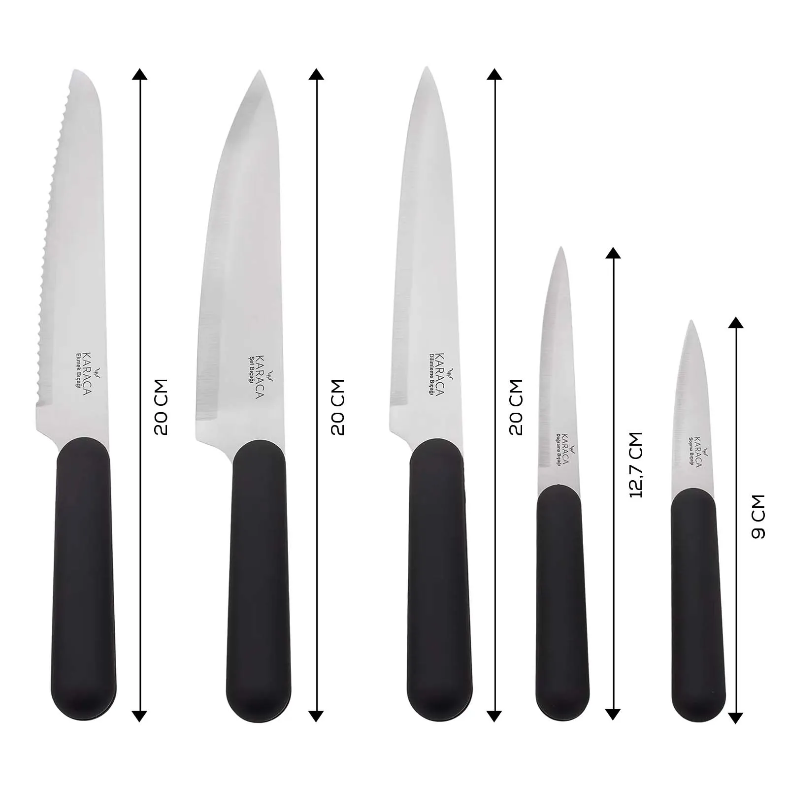 Karaca Right 5 Piece Knife Block Set, Black - Image 5