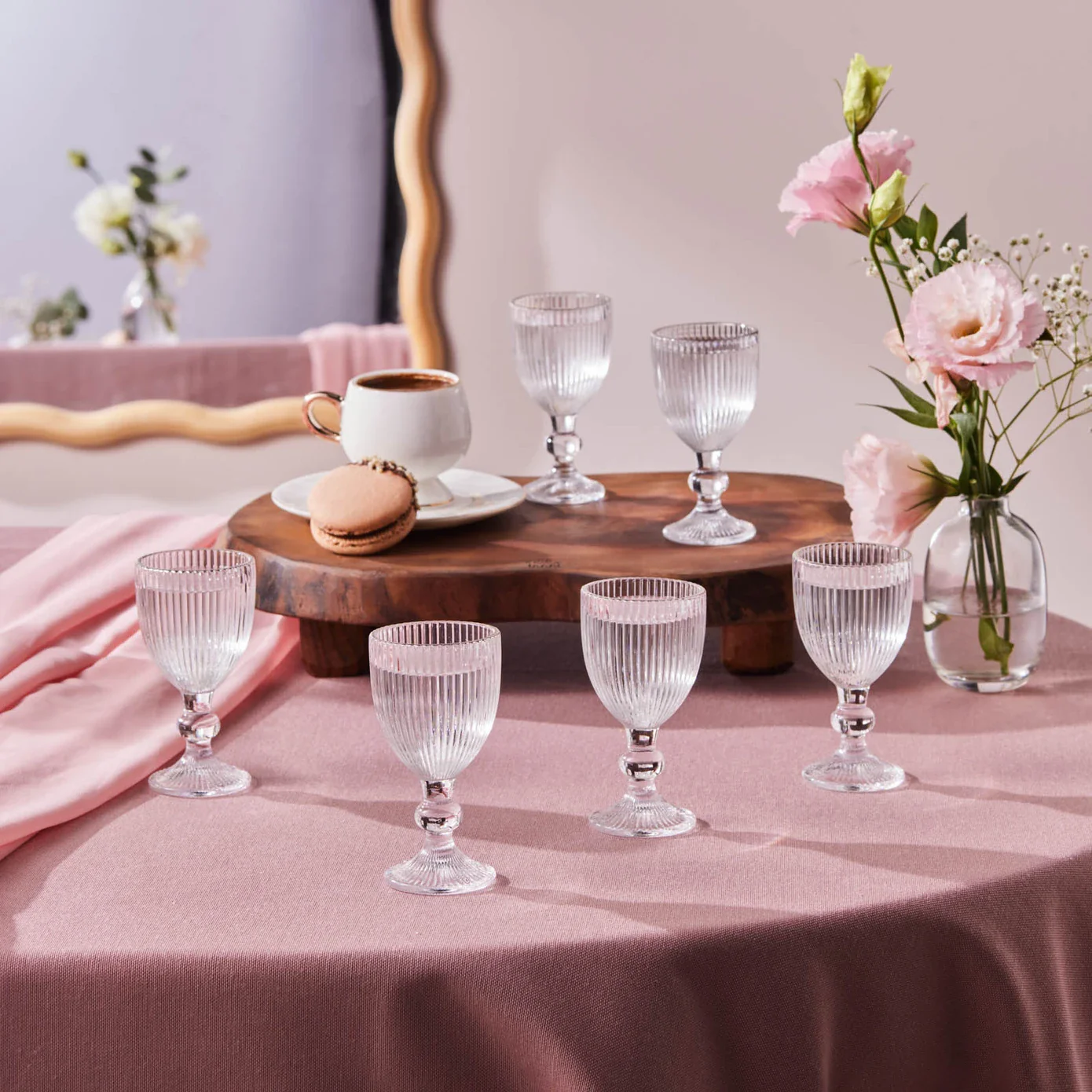 Karaca Rocco 6-Piece Small Water Glass for 6 Person, Platin