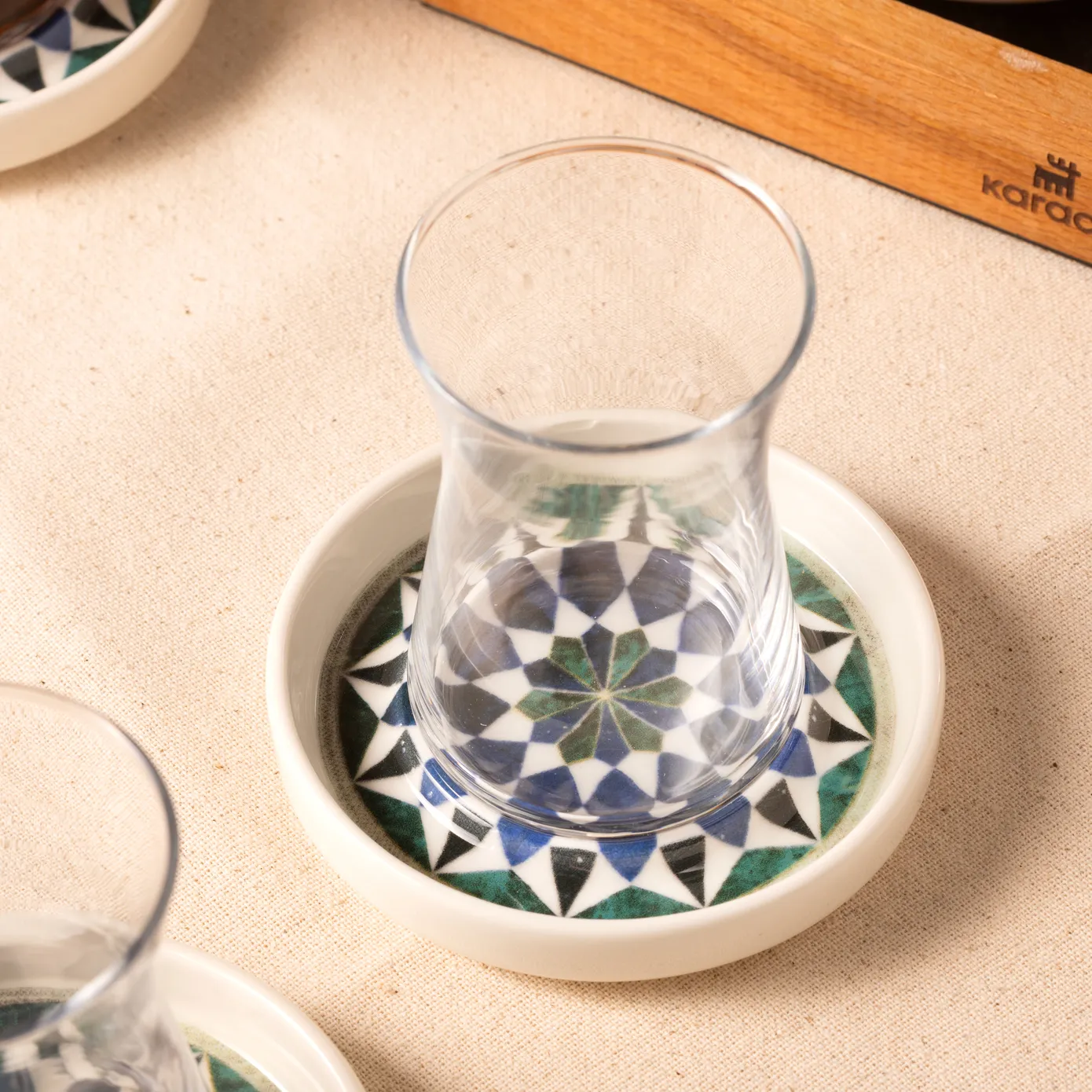 Karaca Roman 12 Piece Ceramic Turkish Tea Set for 6 People, 165ml, Multi - Image 2