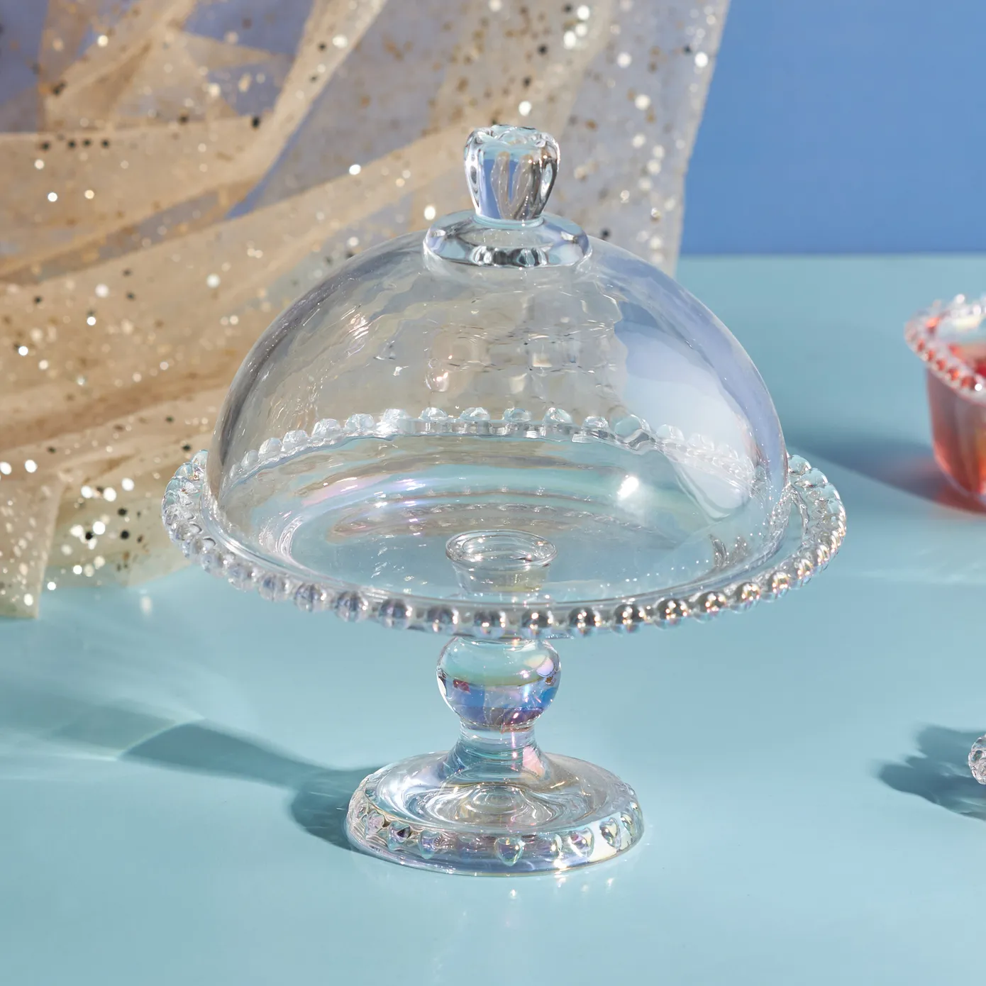 Karaca Rory Glass Cake Dome with Stand, 19cm, Clear
