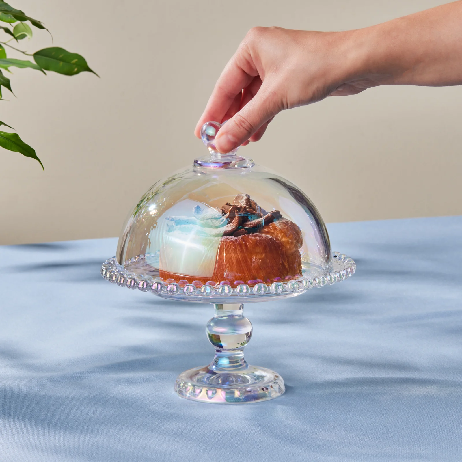 Karaca Rory Glass Cake Dome with Stand, 19cm, Clear - Image 2