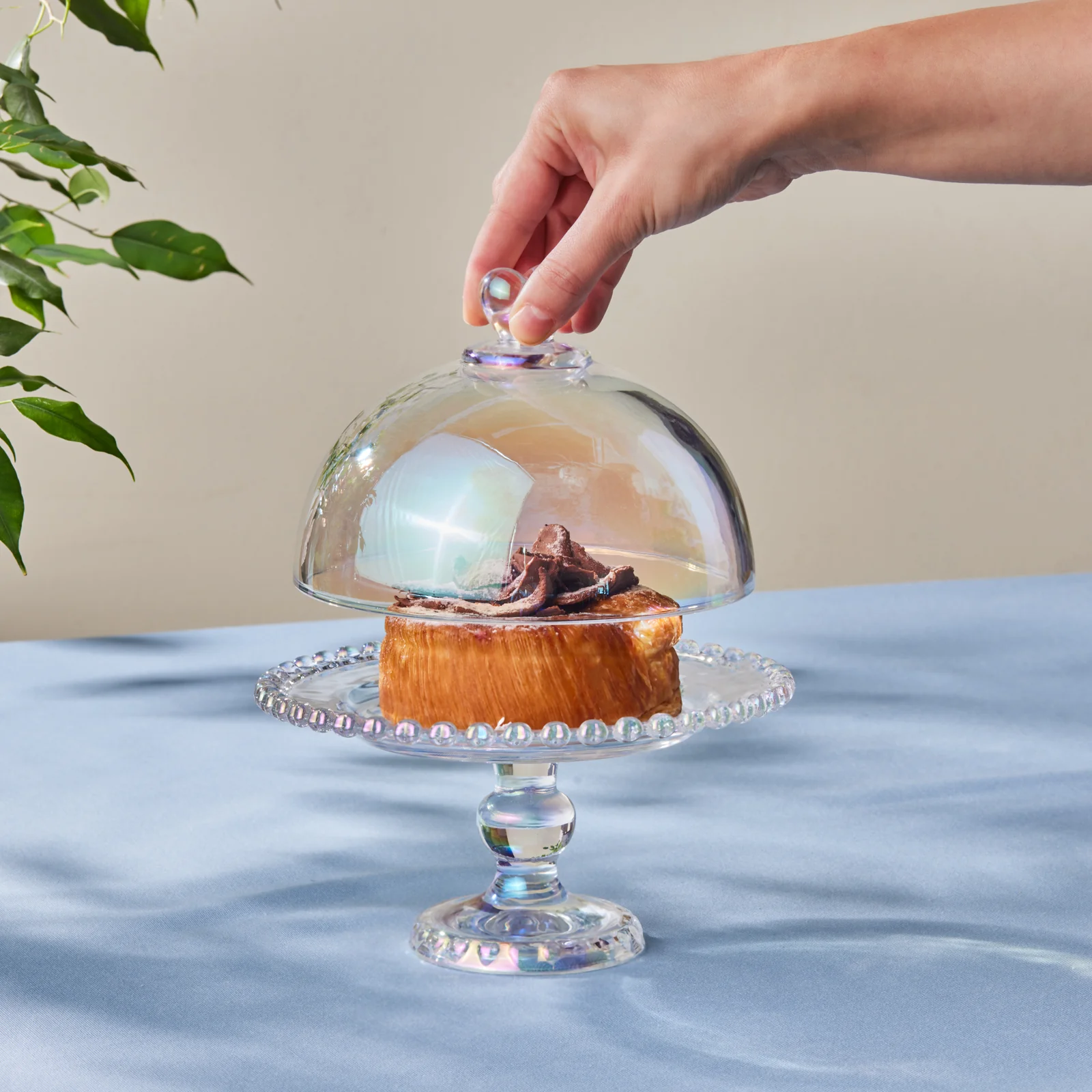 Karaca Rory Glass Cake Dome with Stand, 19cm, Clear - Image 3