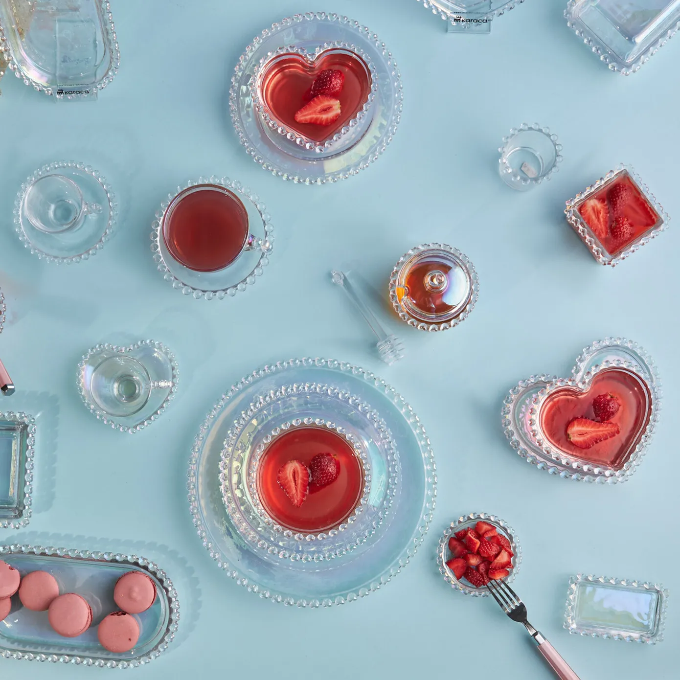 Karaca Rory Heart Glass CerealSoup Bowl, 13cm, Clear - Image 8