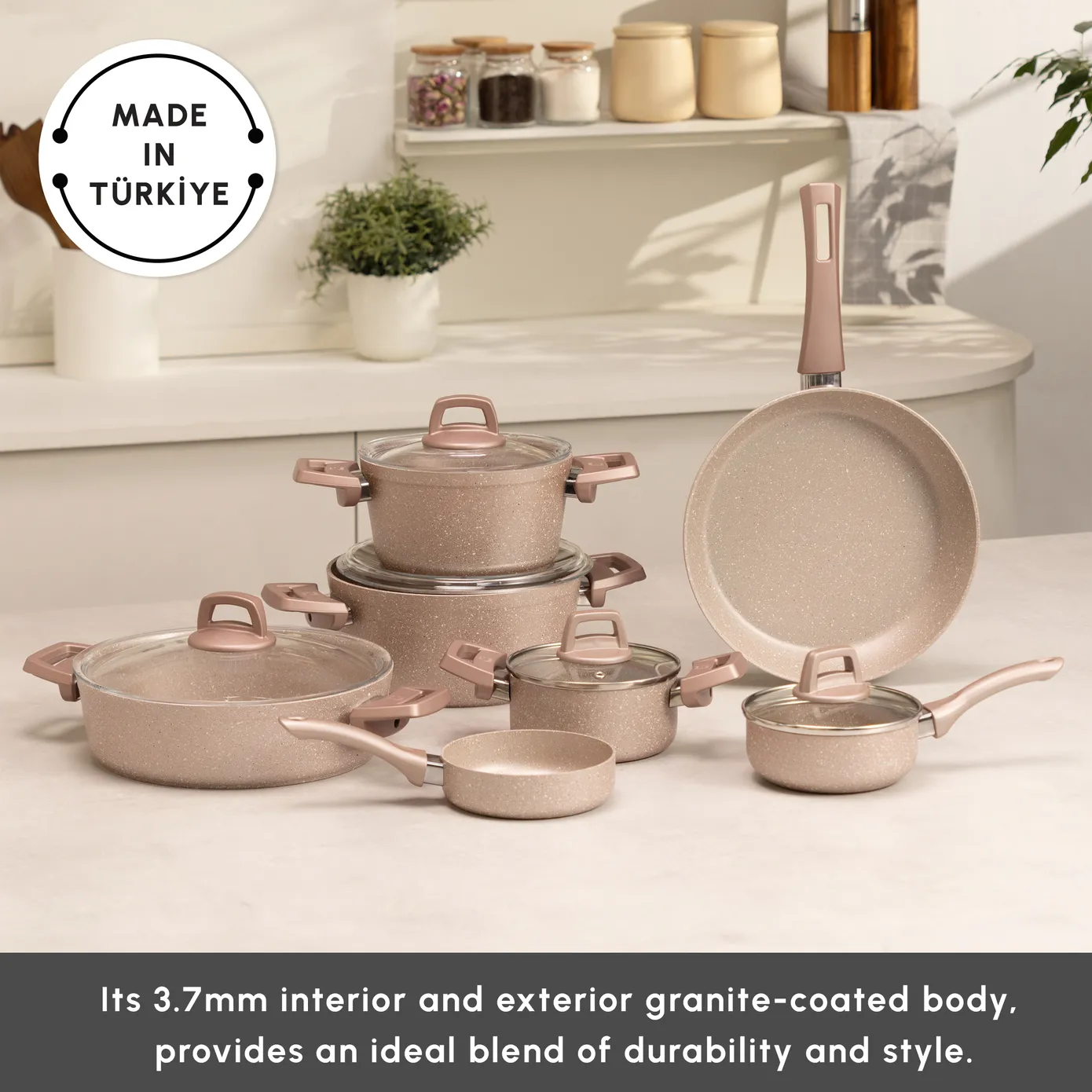 Karaca Rosegold Biogranite 12-Piece Cookware Set, Rose Gold - Image 3