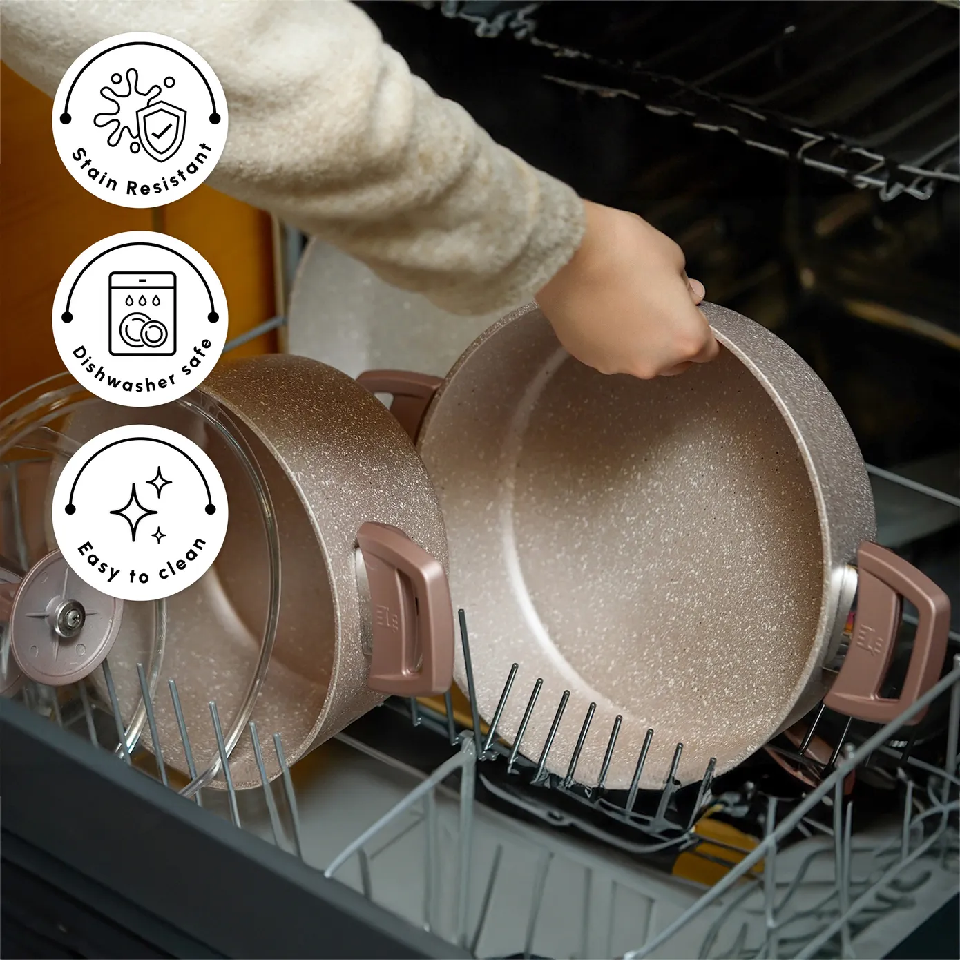 Karaca Rosegold Biogranite 12-Piece Cookware Set, Rose Gold - Image 8