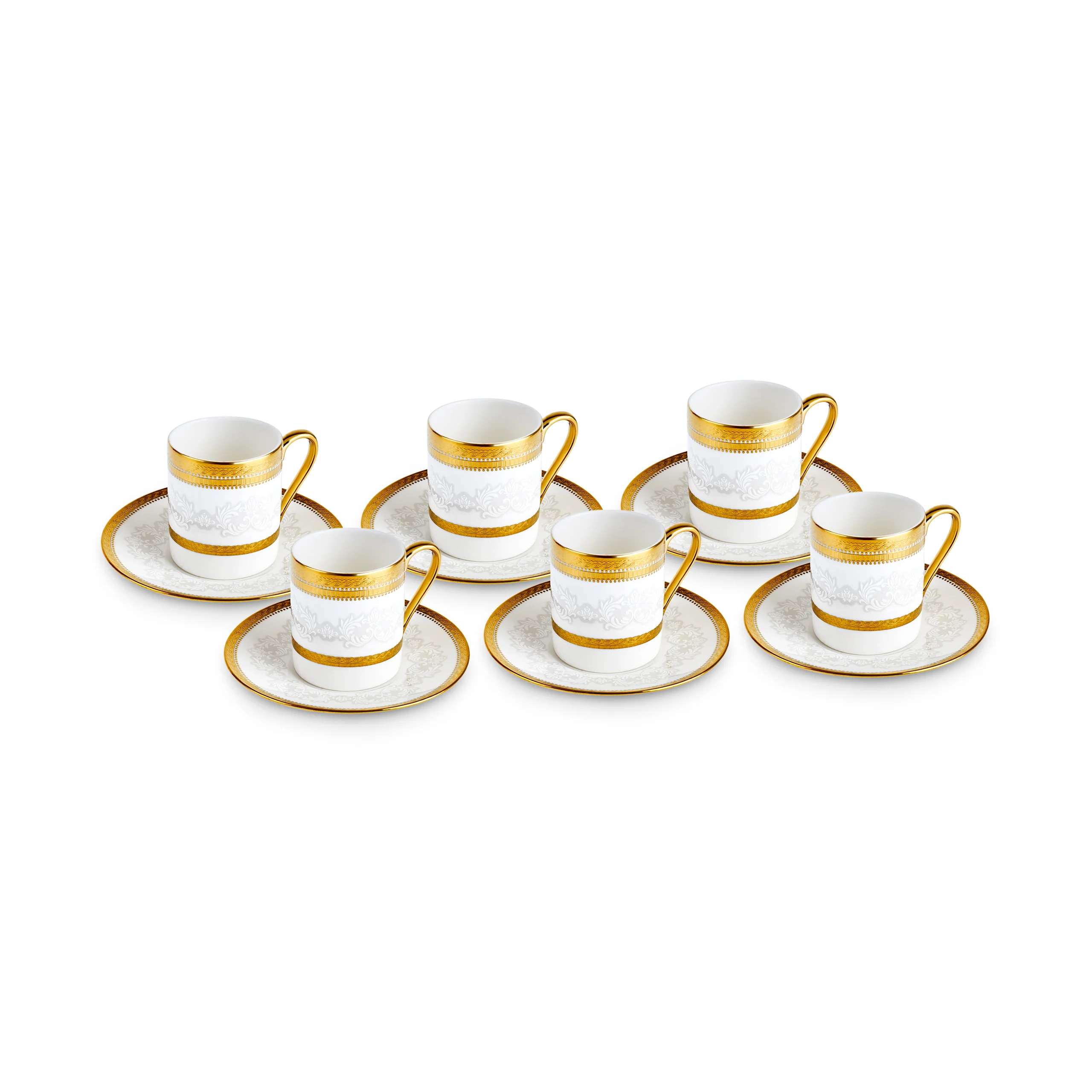 Karaca Royal Bone China Charlotte 12-Piece Espresso Turkish Coffee Cup for 6 People, 90ml, Gold - Image 7