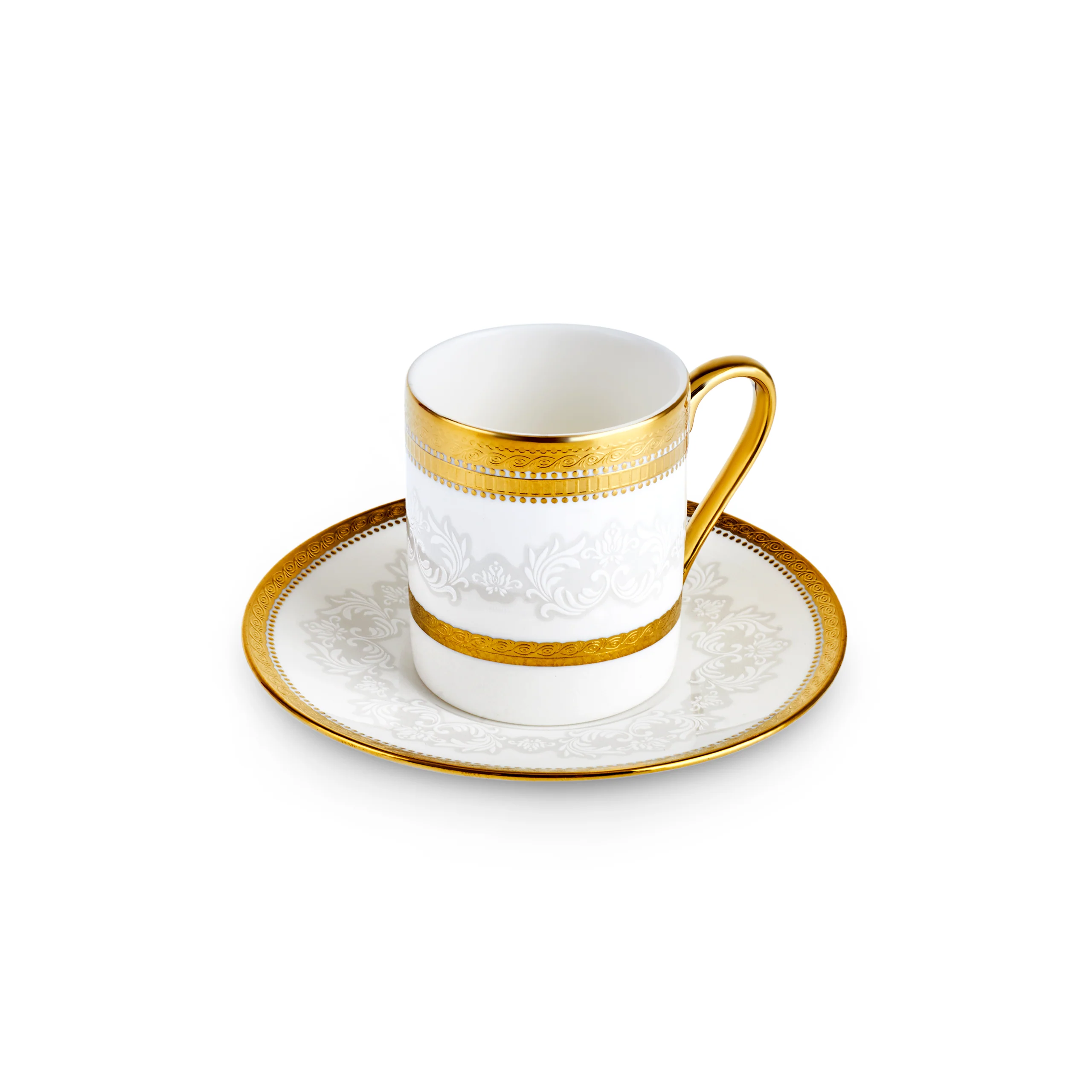 Karaca Royal Bone China Charlotte 12-Piece Espresso Turkish Coffee Cup for 6 People, 90ml, Gold - Image 9