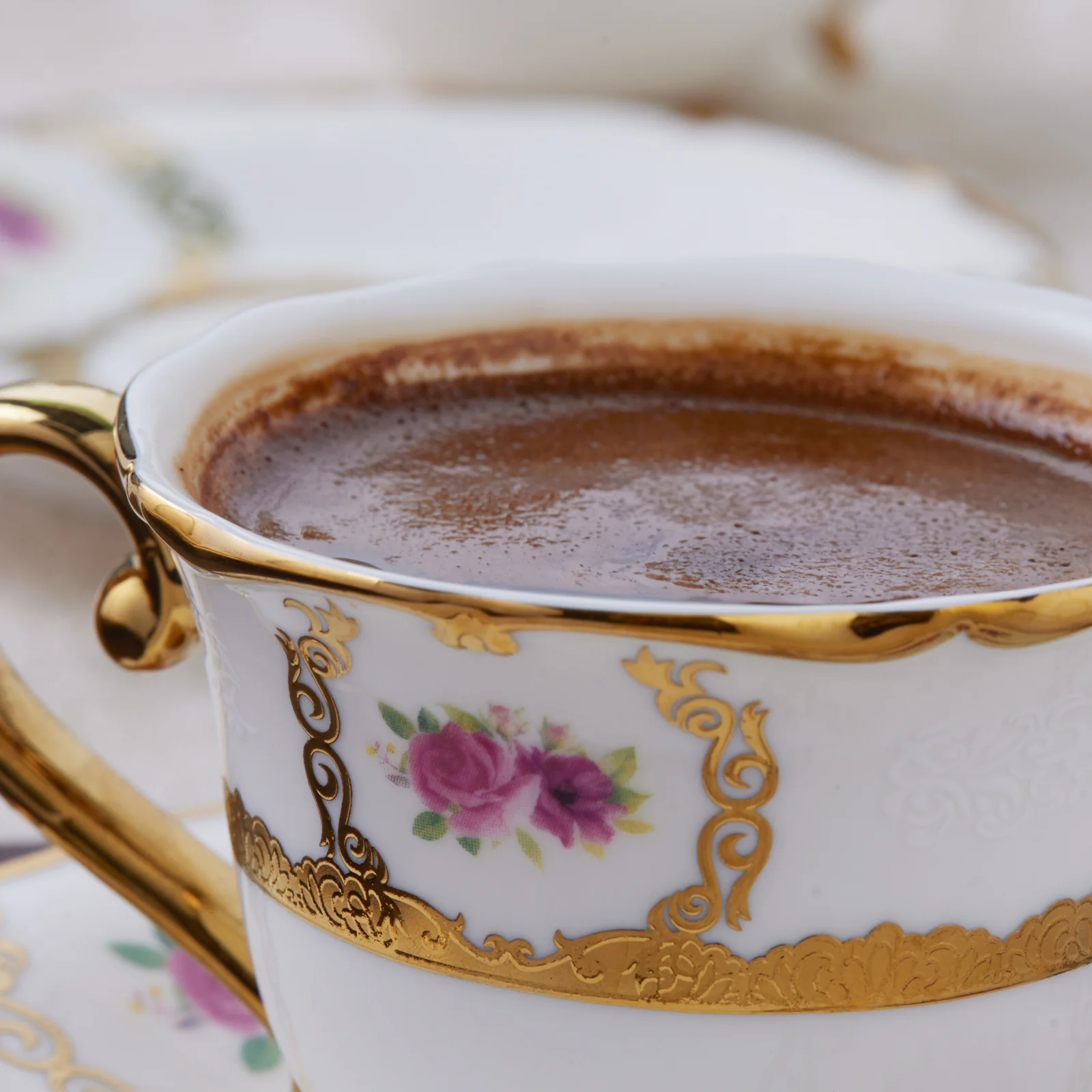 Karaca Royal Bone China Elizabeth 12-Piece Espresso Turkish Coffee Cup for 6 People, 90ml, Multi - Image 2