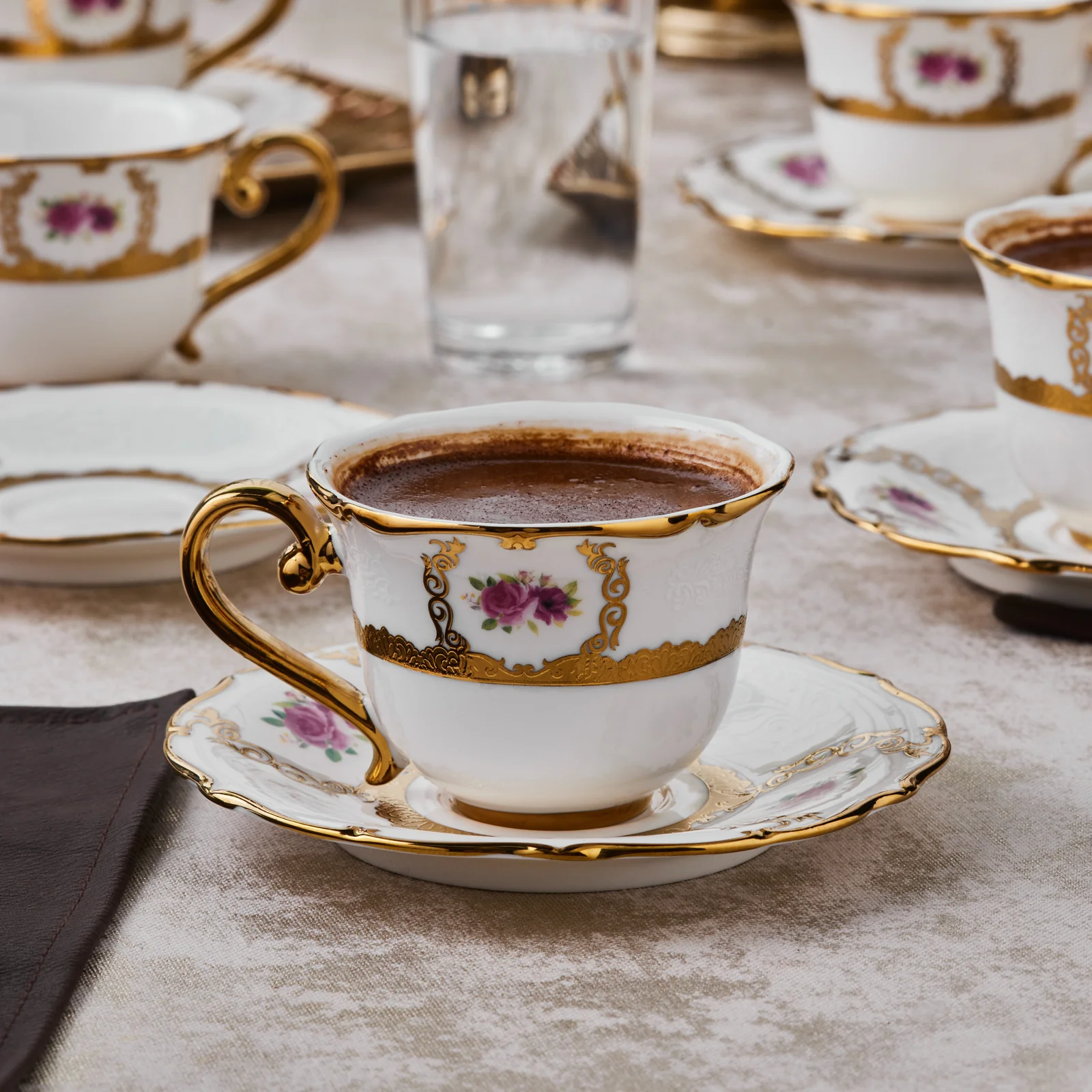 Karaca Royal Bone China Elizabeth 12-Piece Espresso Turkish Coffee Cup for 6 People, 90ml, Multi - Image 4
