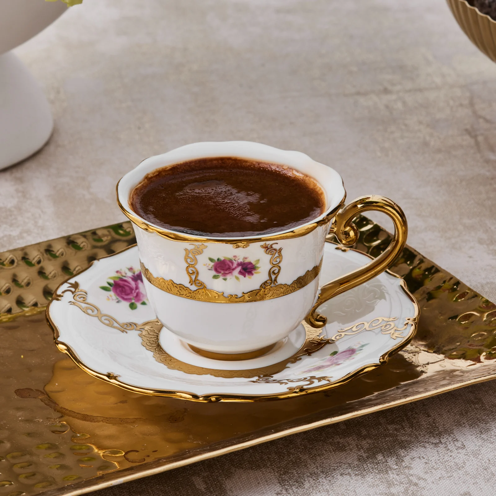 Karaca Royal Bone China Elizabeth 12-Piece Espresso Turkish Coffee Cup for 6 People, 90ml, Multi - Image 6