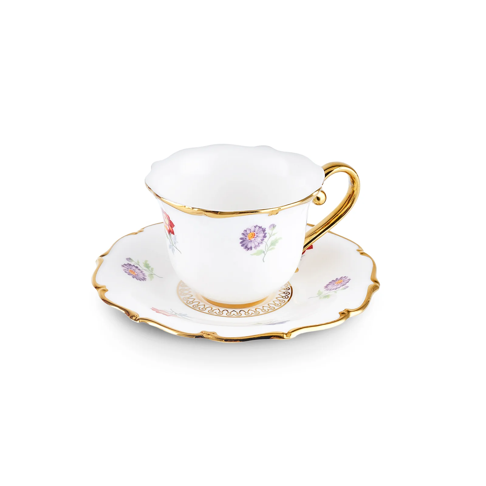 Karaca Royal Bone China Diana 12-Piece Espresso Turkish Coffee Cup for 6 People, 90ml, White Gold - Image 6