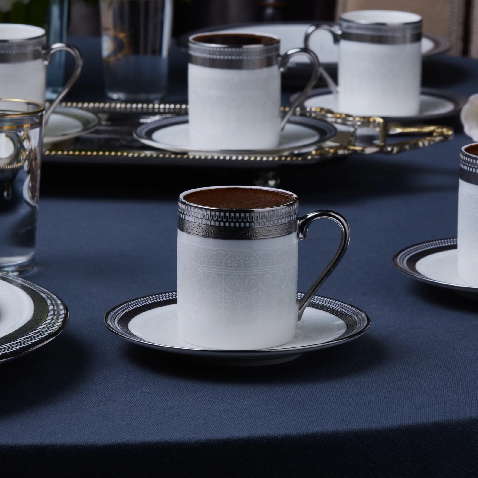 Karaca Royal Bone China Kate 12-Piece Espresso Turkish Coffee Cup for 6 People, 90ml, Multi - Image 2