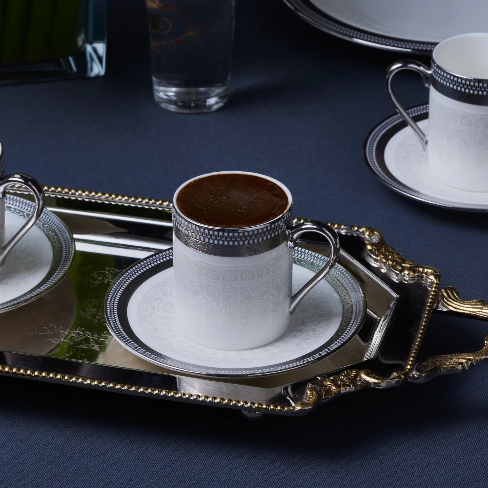 Karaca Royal Bone China Kate 12-Piece Espresso Turkish Coffee Cup for 6 People, 90ml, Multi - Image 3